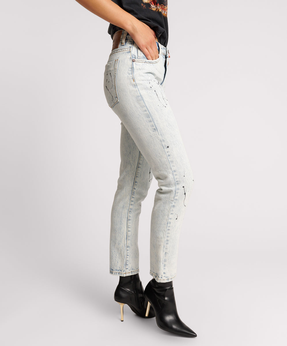 Awesome Baggies High Waist Straight Leg Denim Jeans - Florence Painted