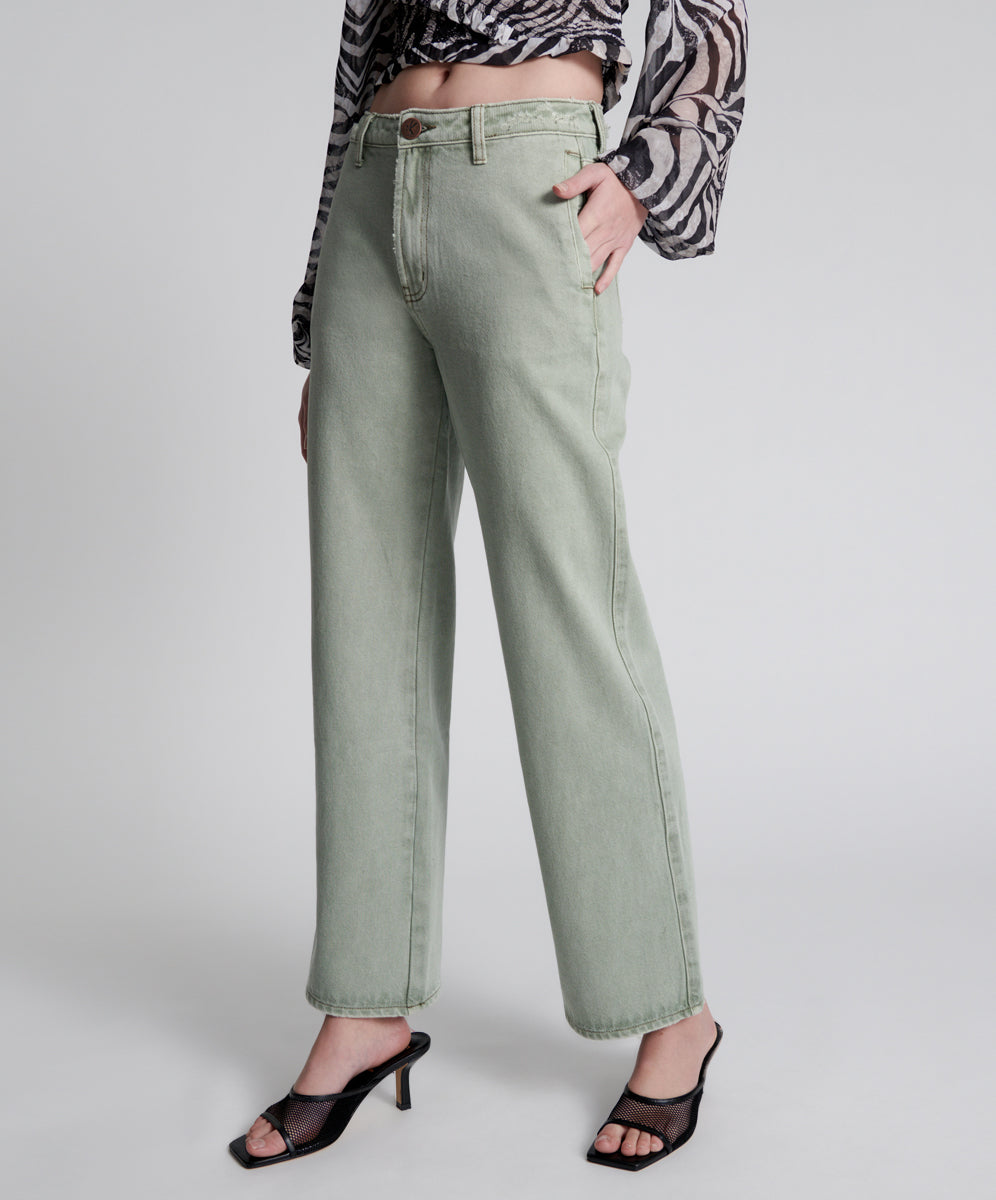 FADED KHAKI RYDERS HIGH WAIST WIDE LEG JEANS