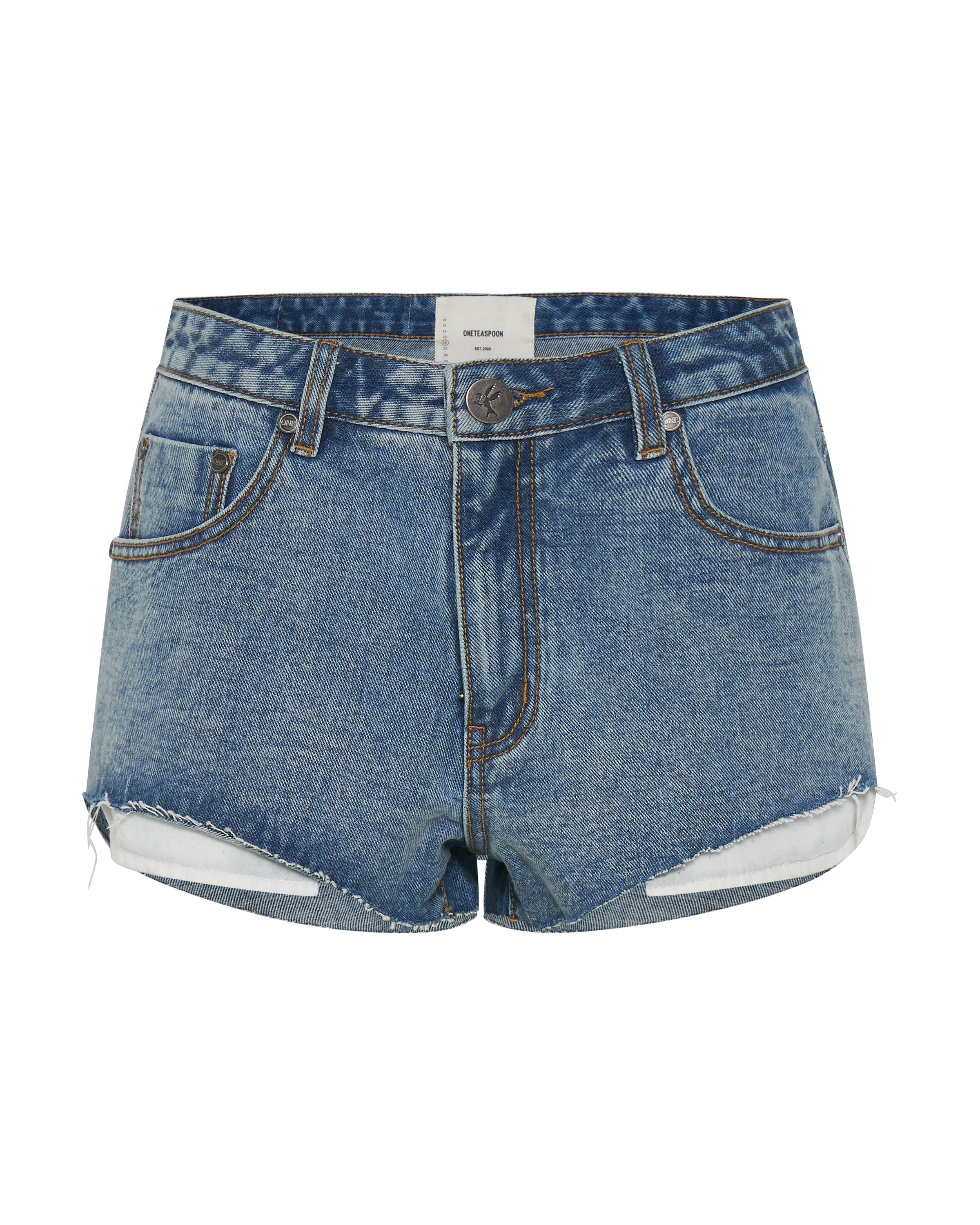 The One High Waist Cheeky Denim Shorts - Hollywood