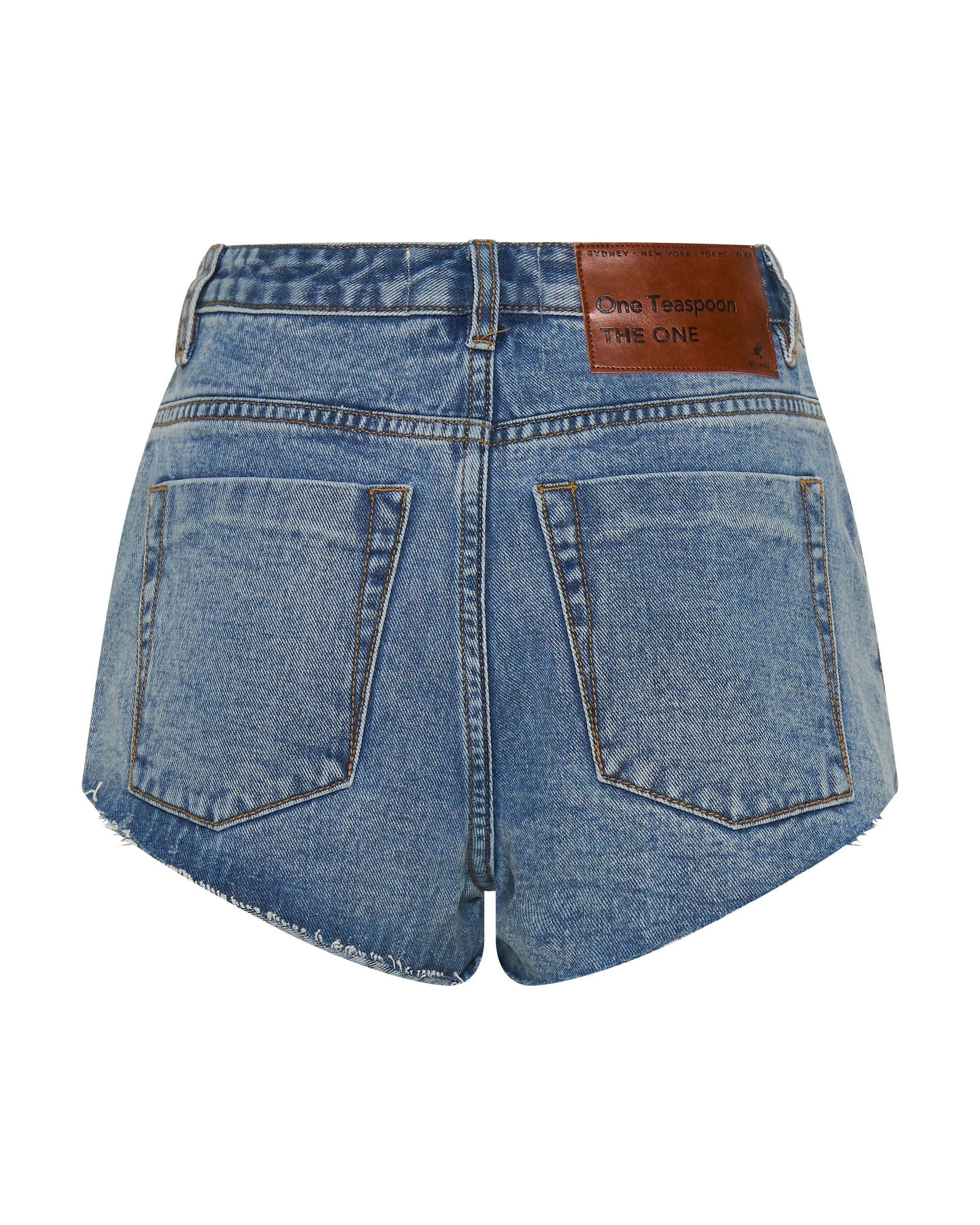 The One High Waist Cheeky Denim Shorts - Hollywood