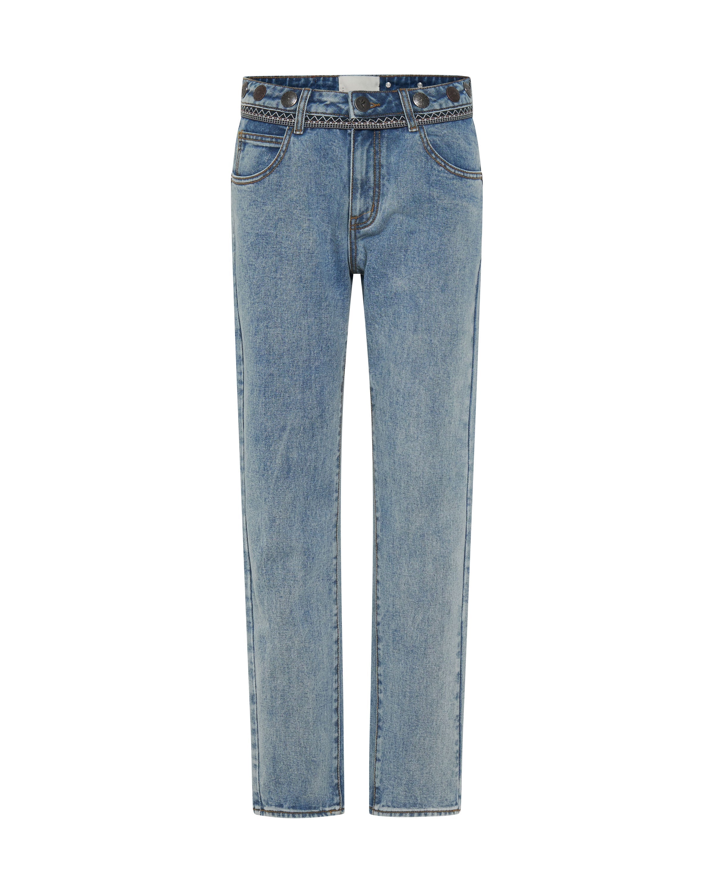 Truckers Mid Waist Straight Leg Denim Jeans - Hollywood Hills