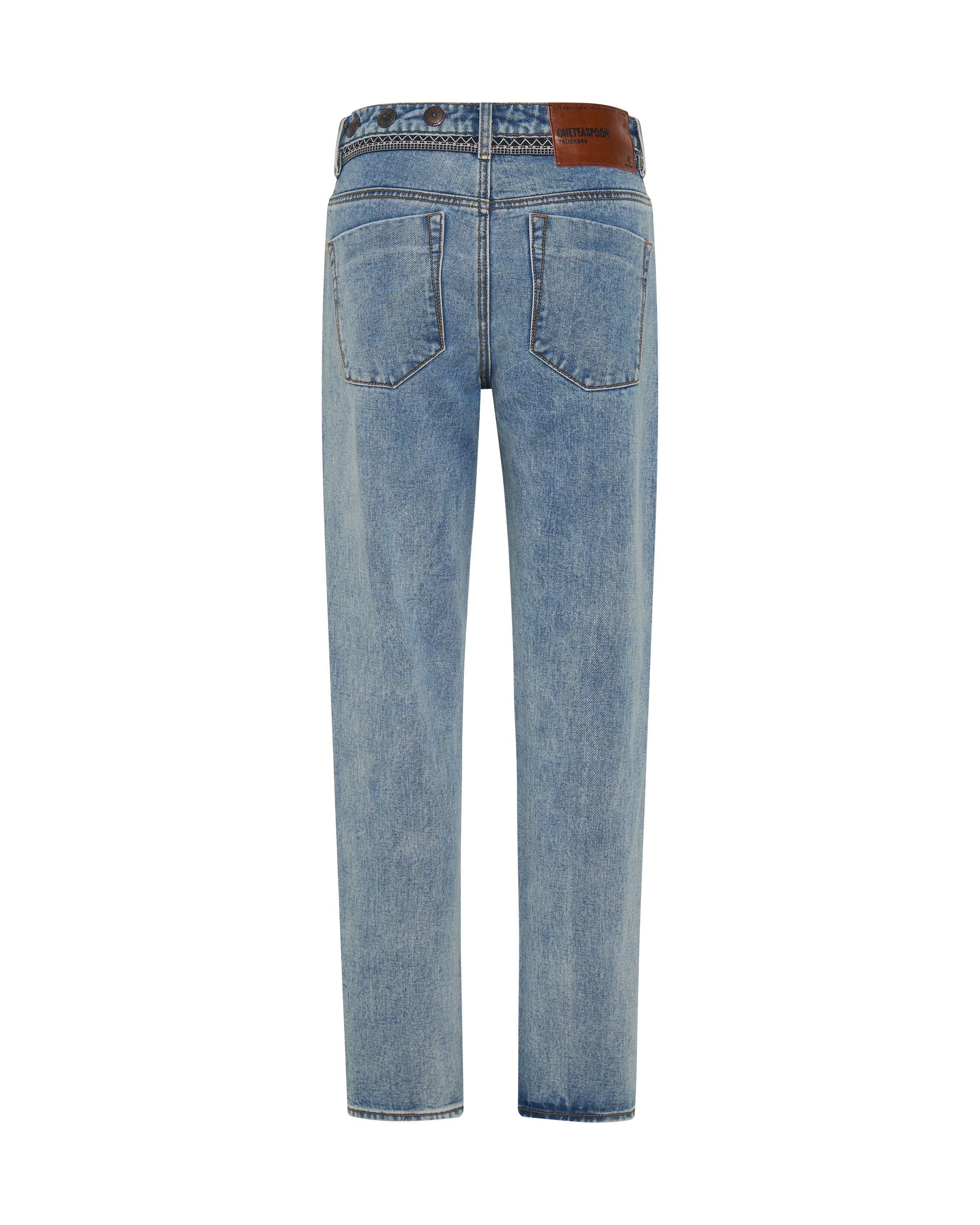 Truckers Mid Waist Straight Leg Denim Jeans - Hollywood Hills