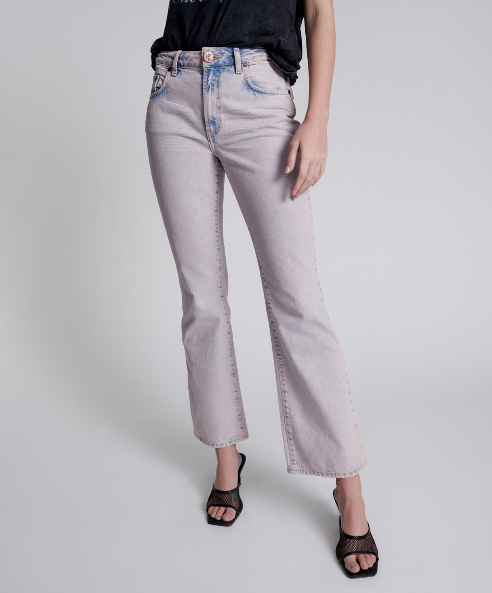 Charlie High Waist Slim Flared Denim Jeans - Pink Haze