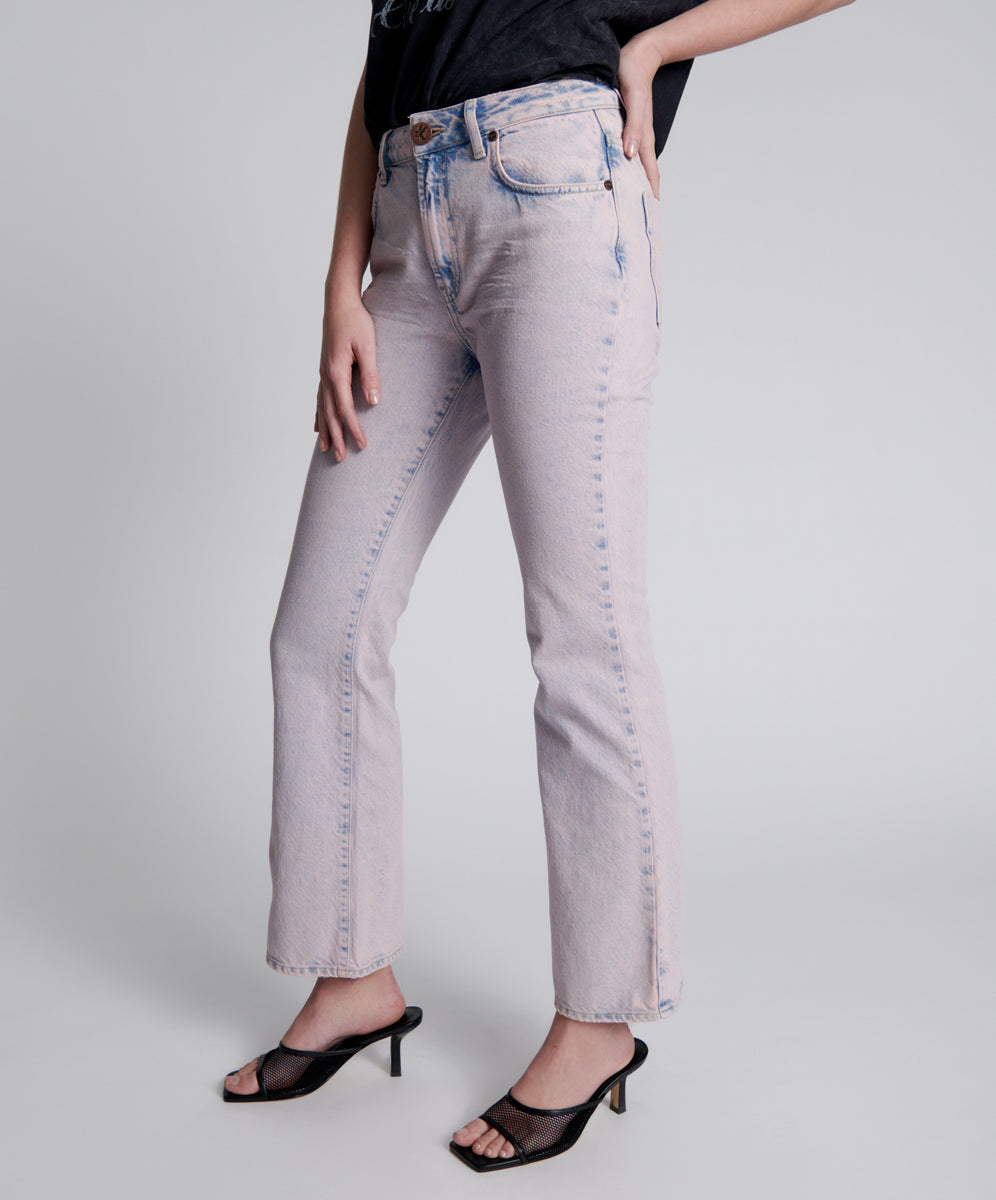 Charlie High Waist Slim Flared Denim Jeans - Pink Haze