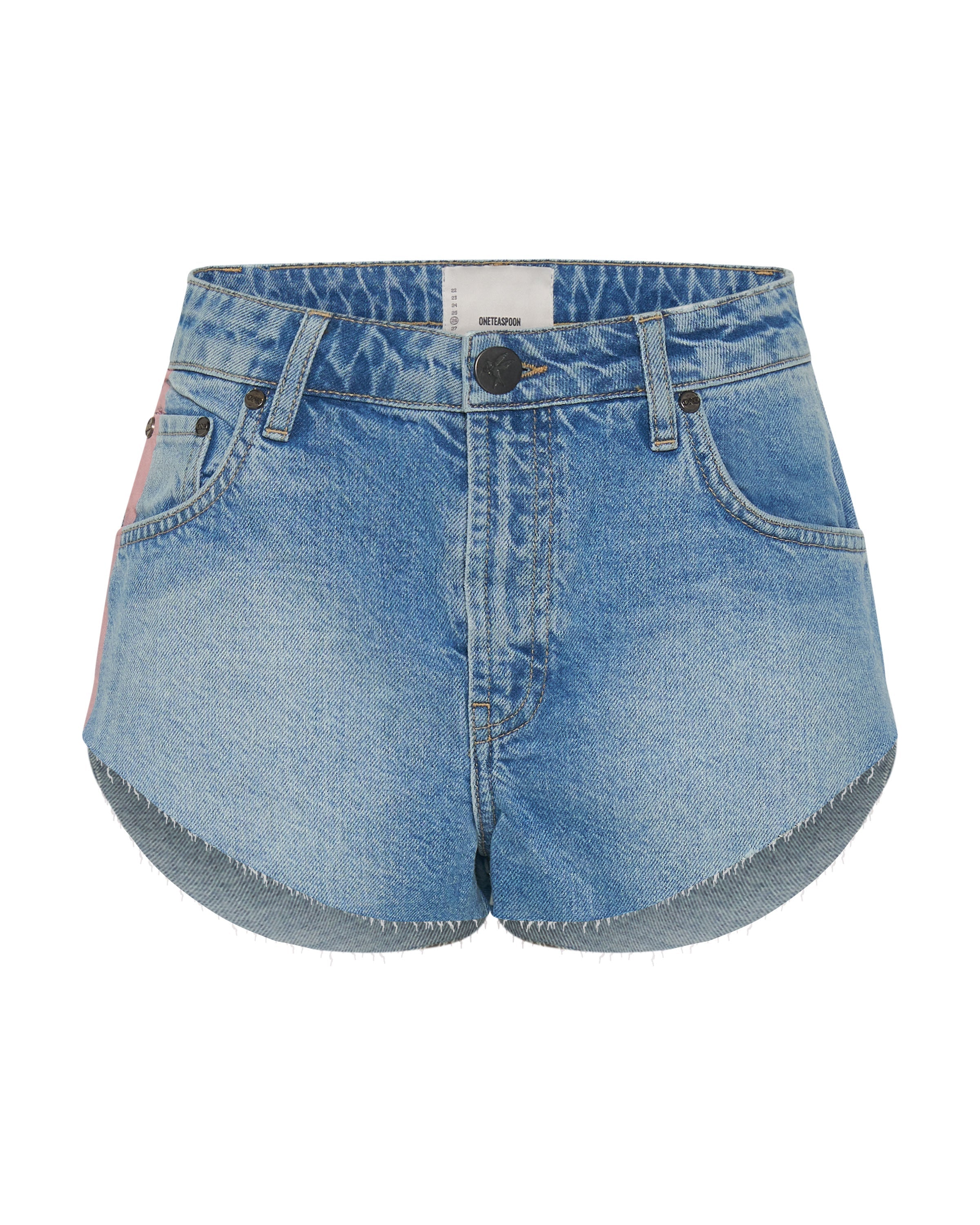 The One High Waist Cheeky Denim Shorts - Linear Blue