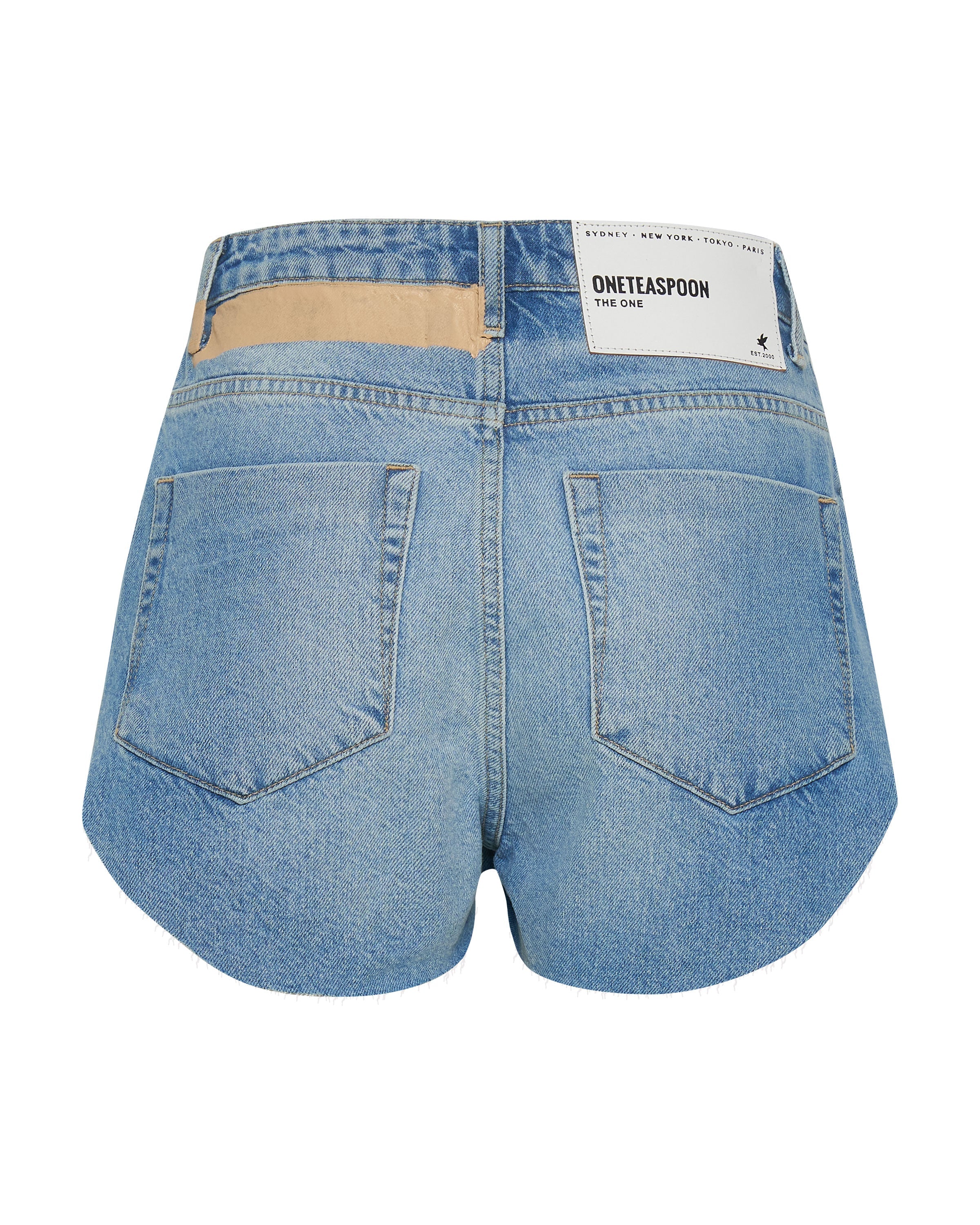 The One High Waist Cheeky Denim Shorts - Linear Blue