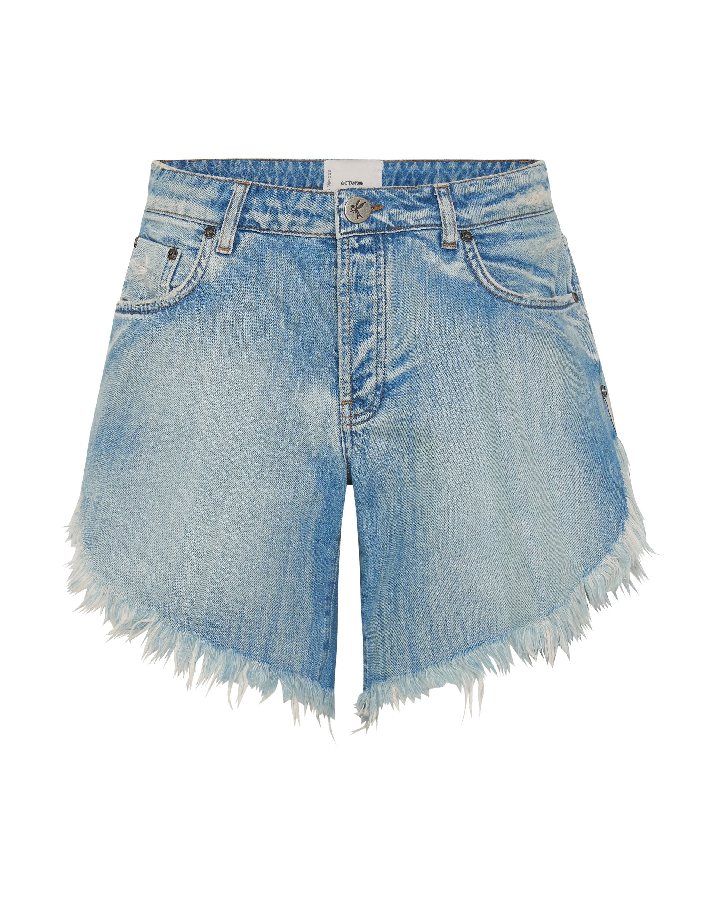 Frankies Low Waist Long Length Denim Shorts - Worn Out Hendrixe