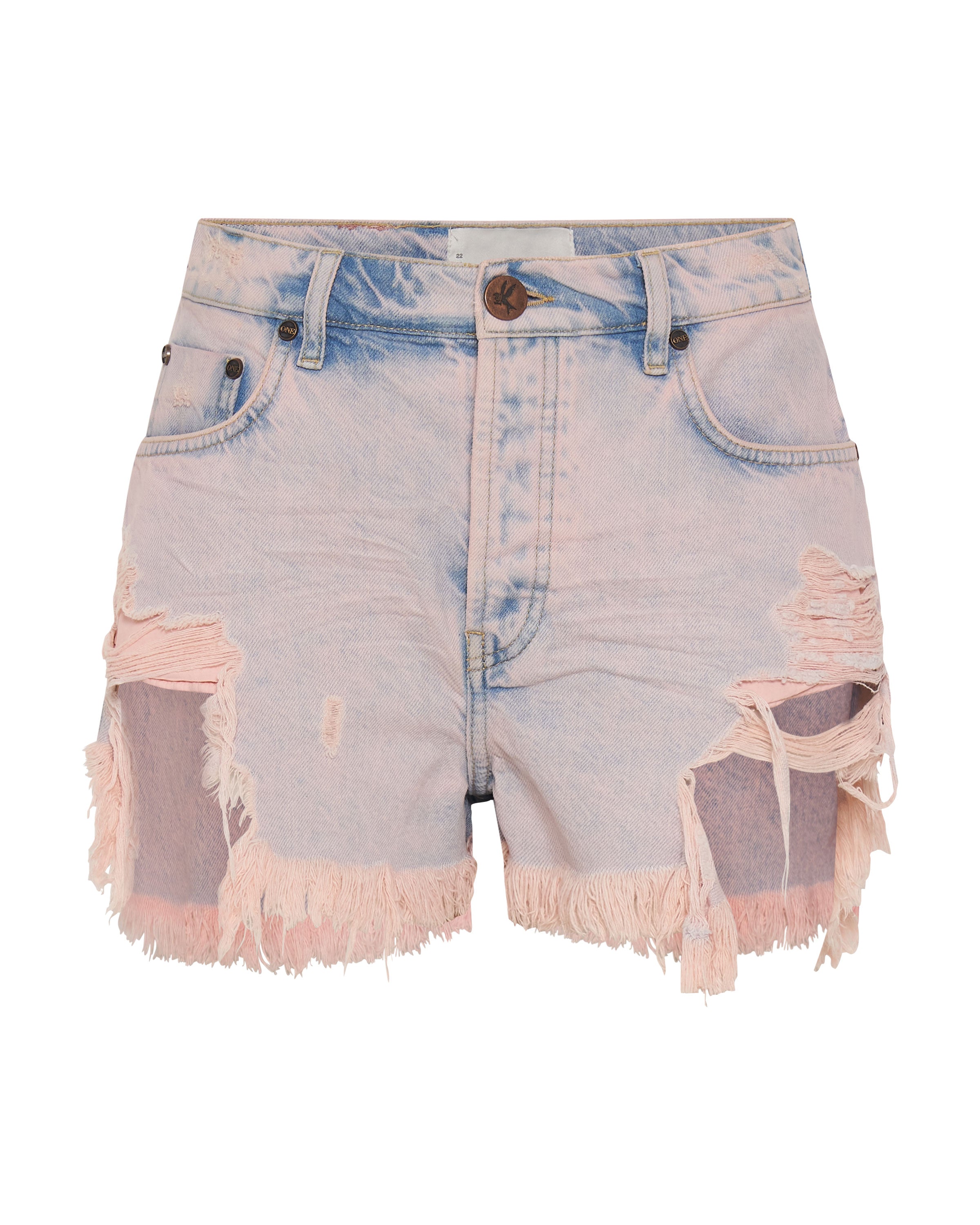 Outlaws Low Waist Mid Length Denim Shorts - Pink Haze