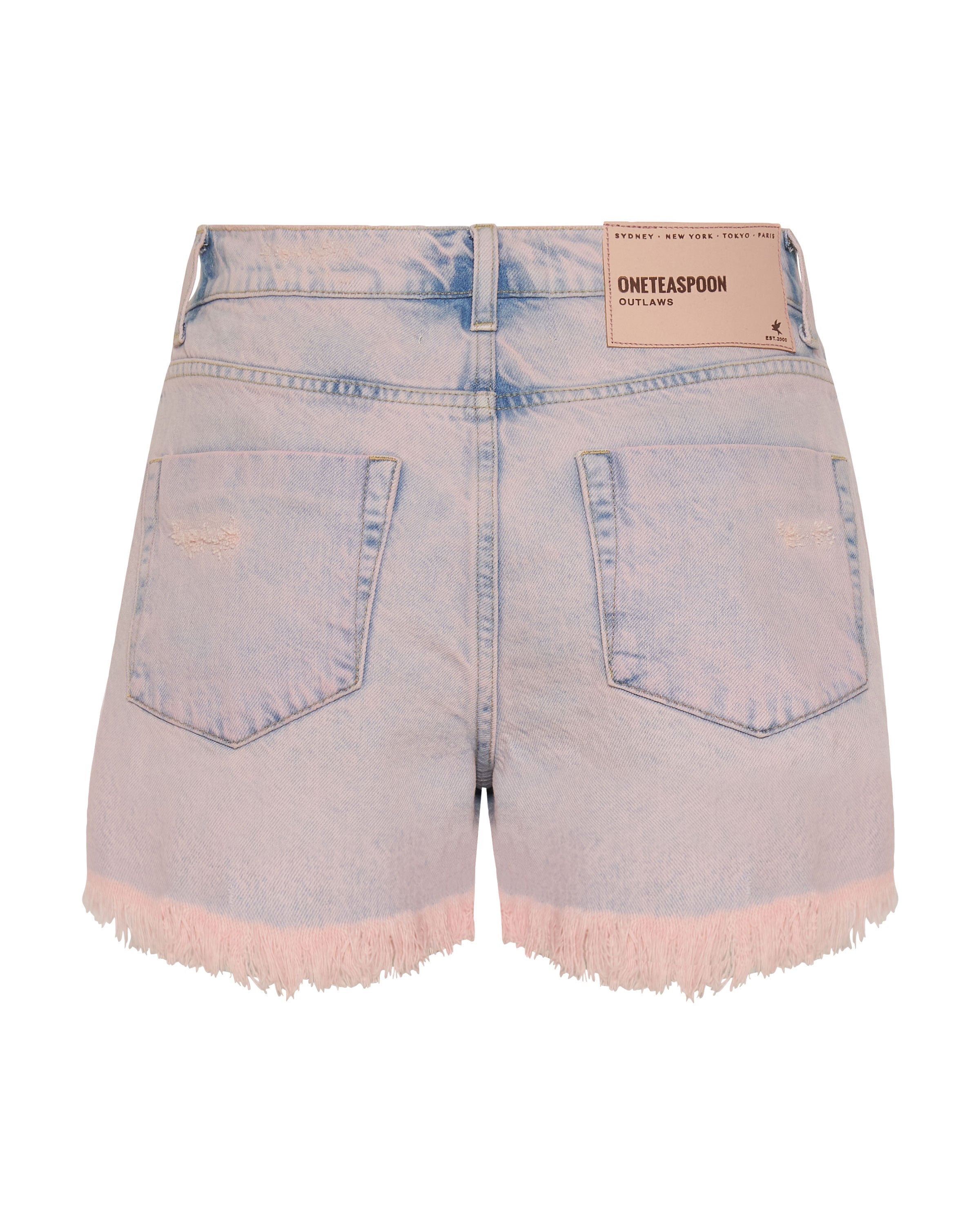 Outlaws Low Waist Mid Length Denim Shorts - Pink Haze