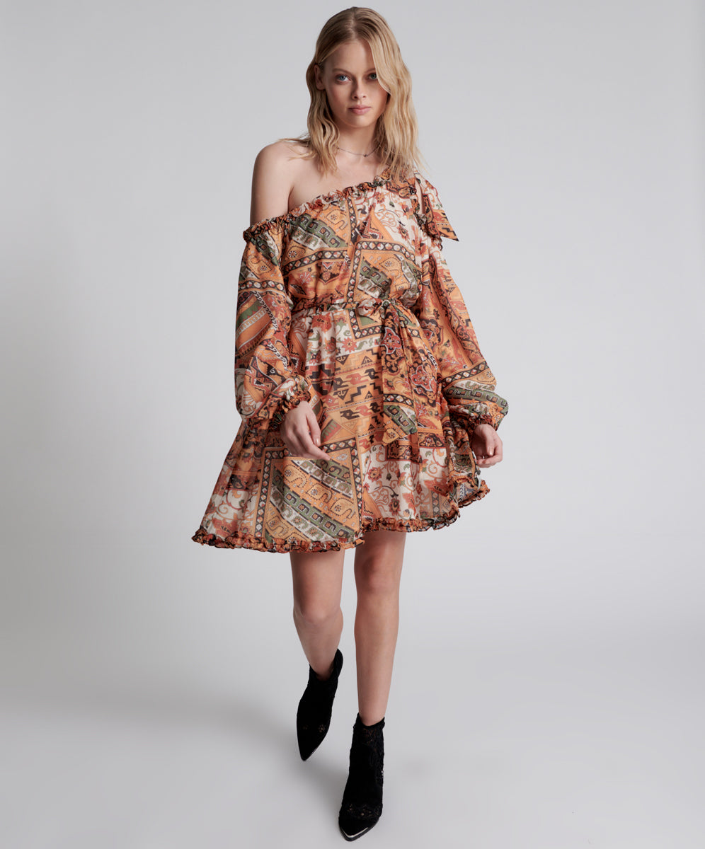 Bazaar Paisley One Shoulder Mini Dress - Paisley