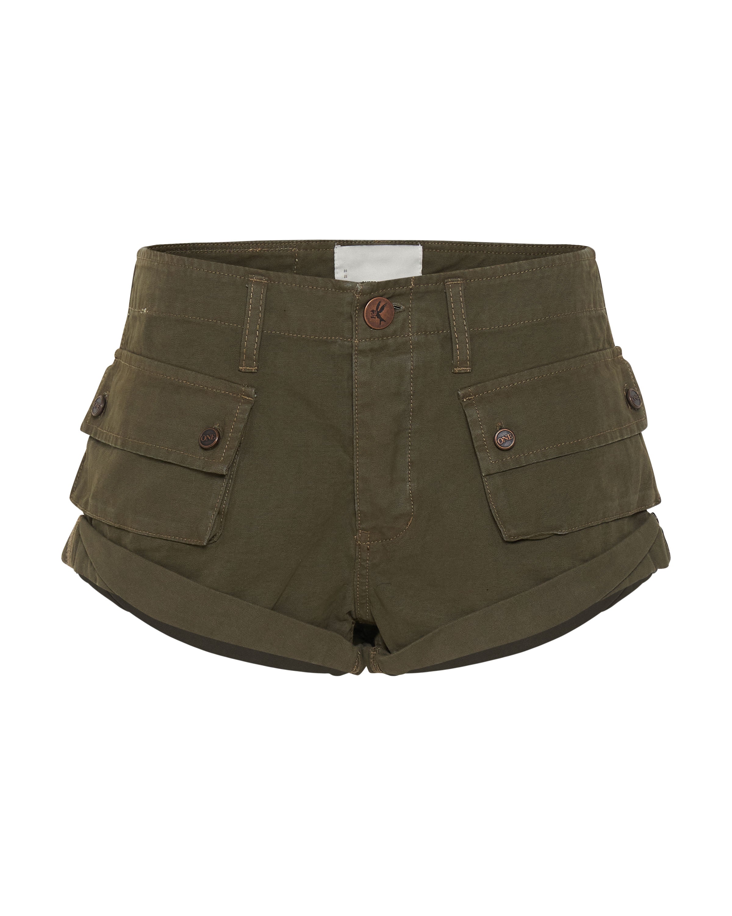 Cadet Bandits Low Waist Denim Shorts - Dark Khaki