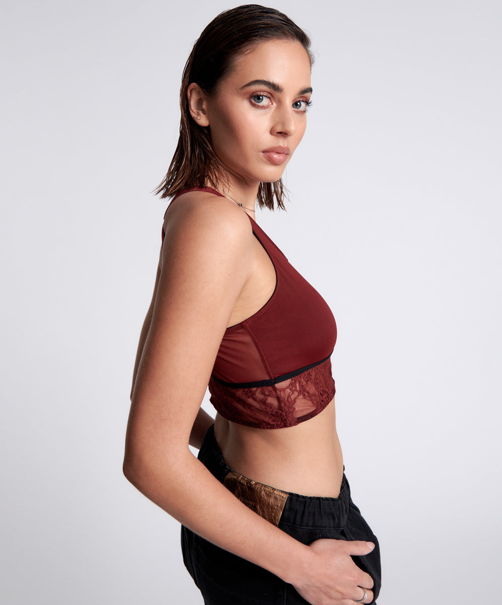 LULU MESH AND LACE BRALETTE