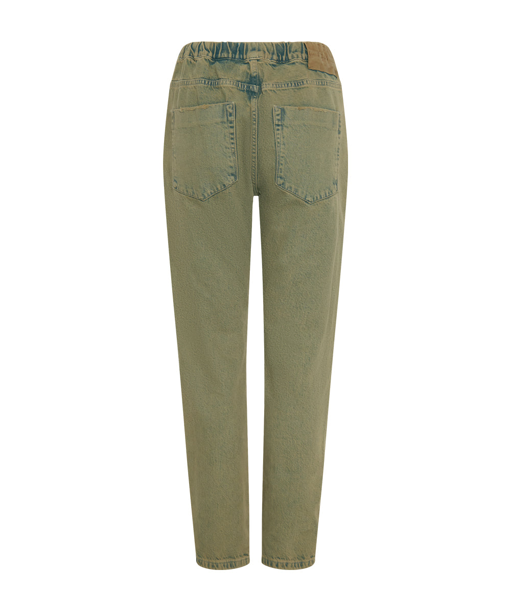 Shabbies Low Waist Drawstring Boyfriend Denim Jeans - Khaki Haze