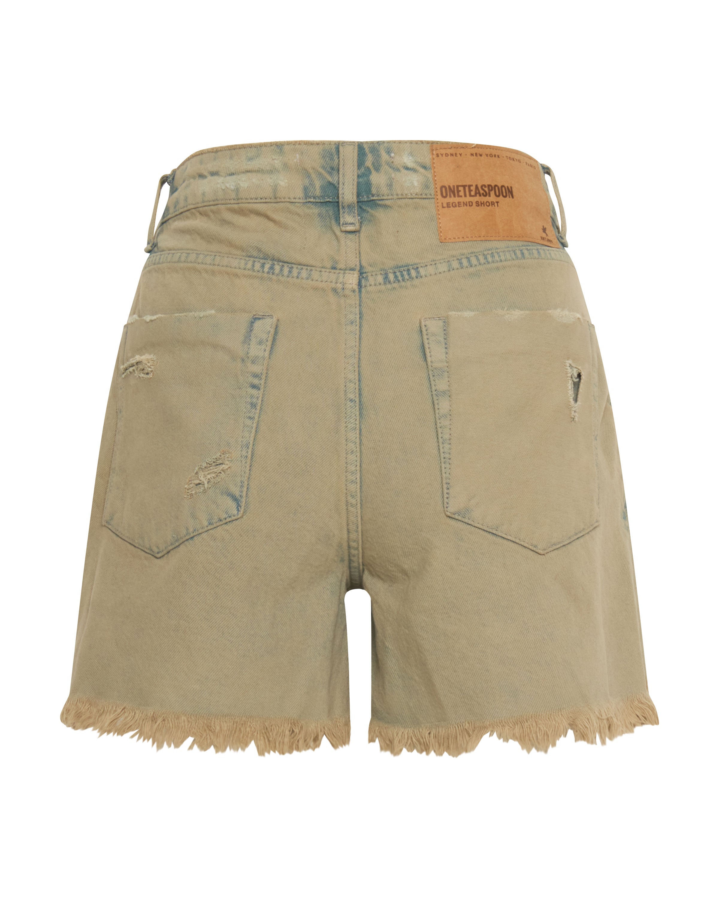 Legends High Waist Mom Fit Denim Shorts - Khaki Haze