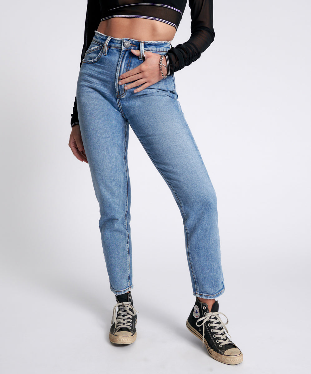 Legends High Waist Mom Fit Denim Jeans - Berlin Blue