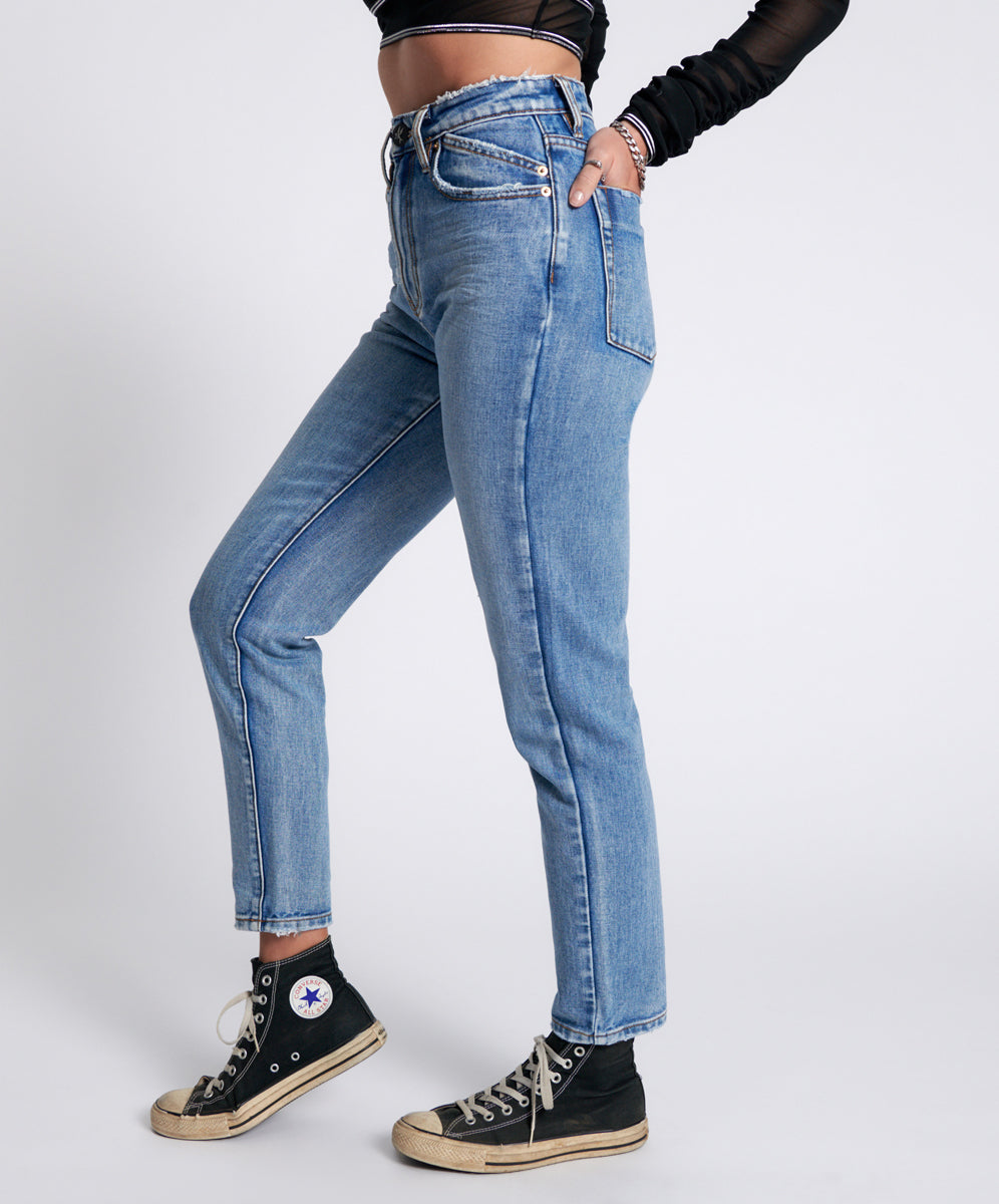 Legends High Waist Mom Fit Denim Jeans - Berlin Blue