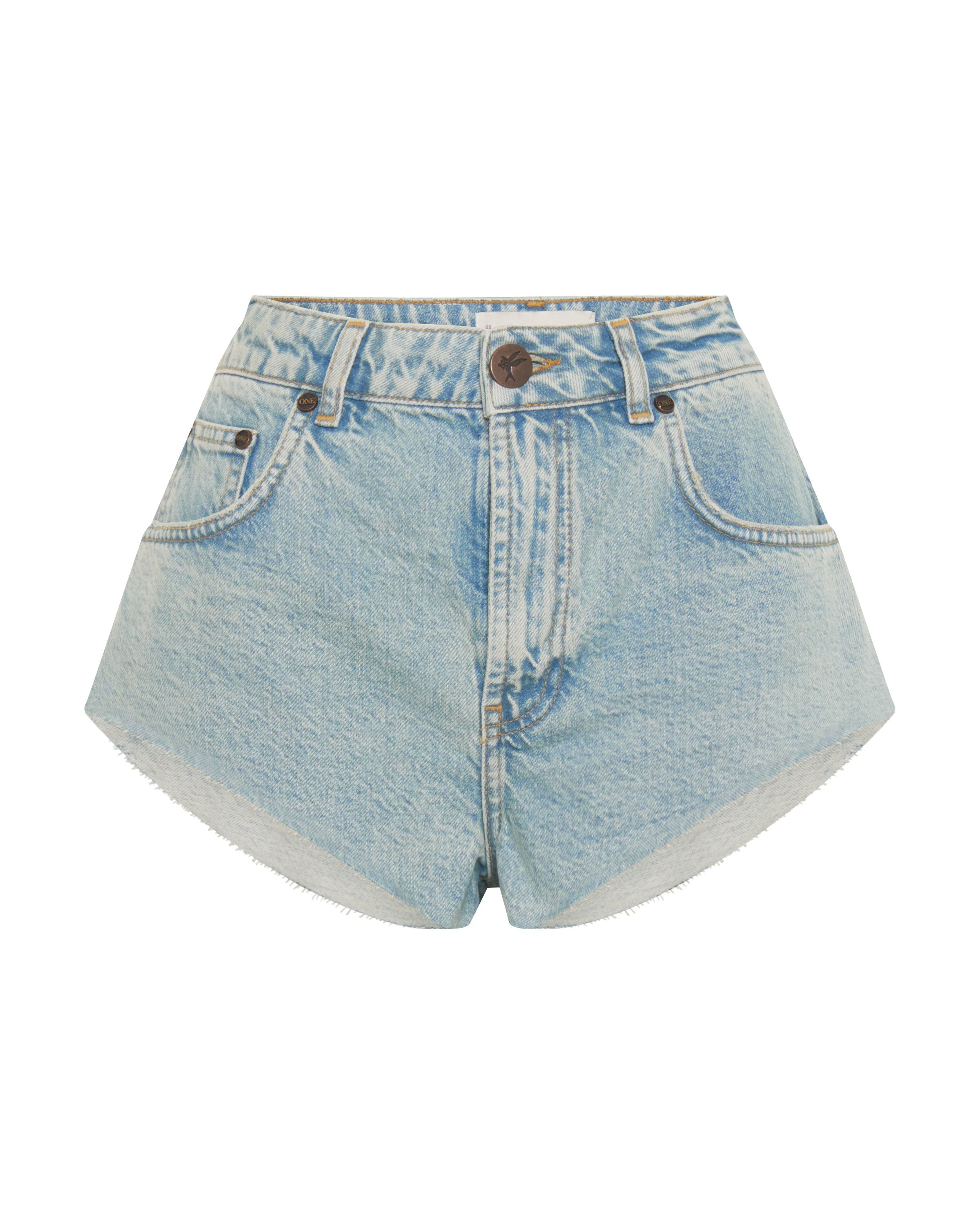 The One High Waist Cheeky Denim Shorts - Kansas Acid