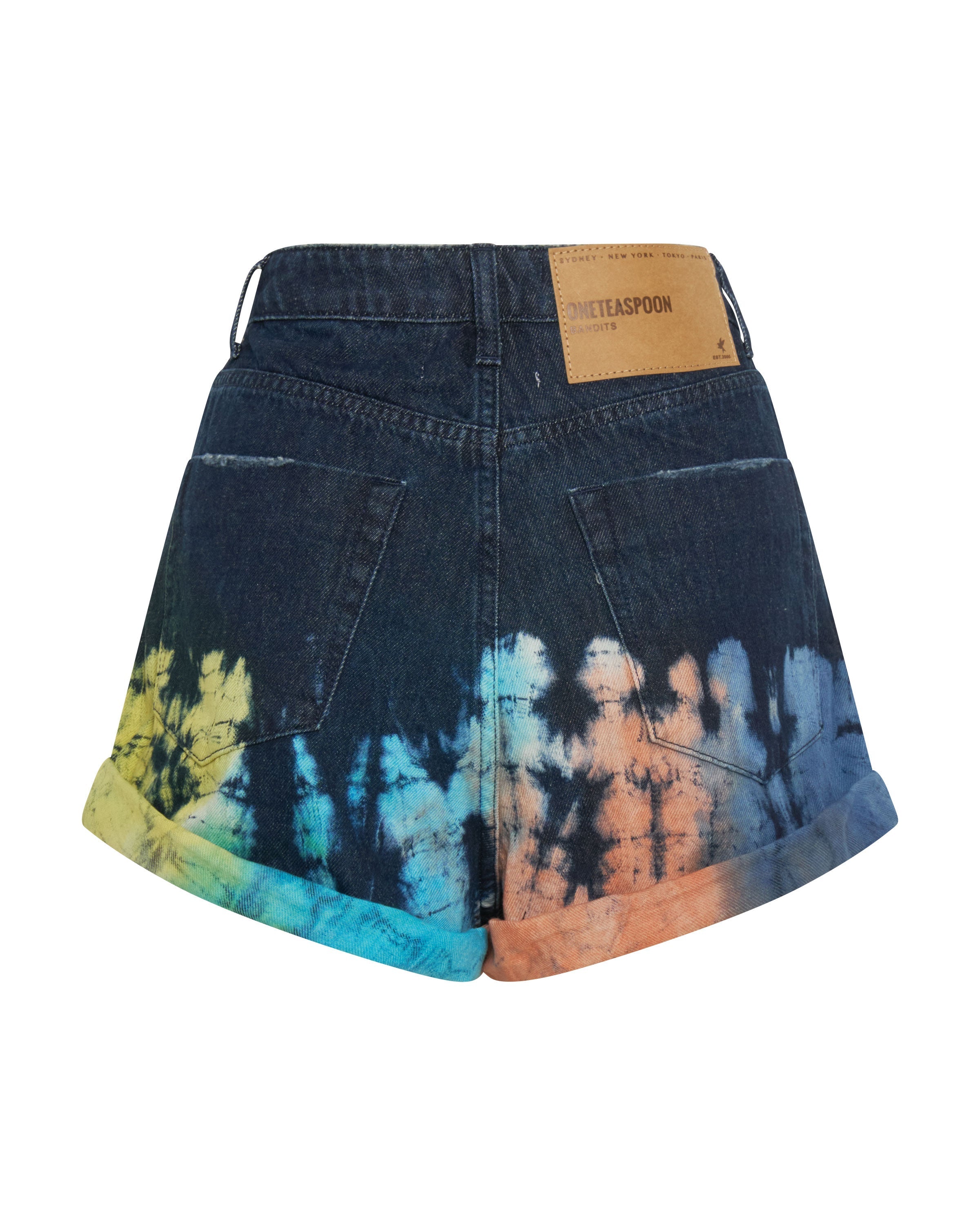 Bandits High Waist Denim Shorts - Paint Dipped Blue