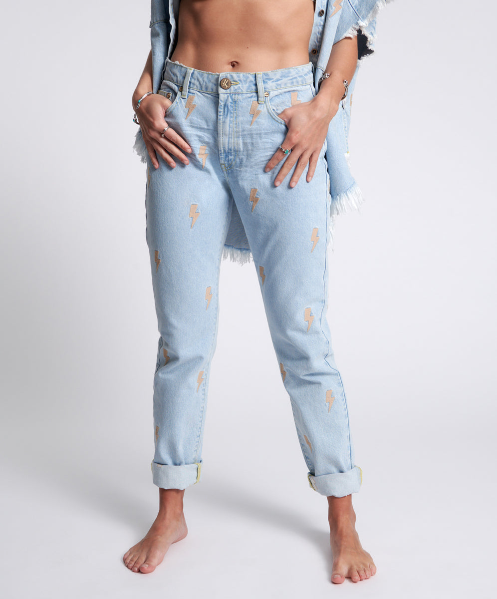 Awesome Baggies High Waist Straight Leg Denim Jeans - Best Blue