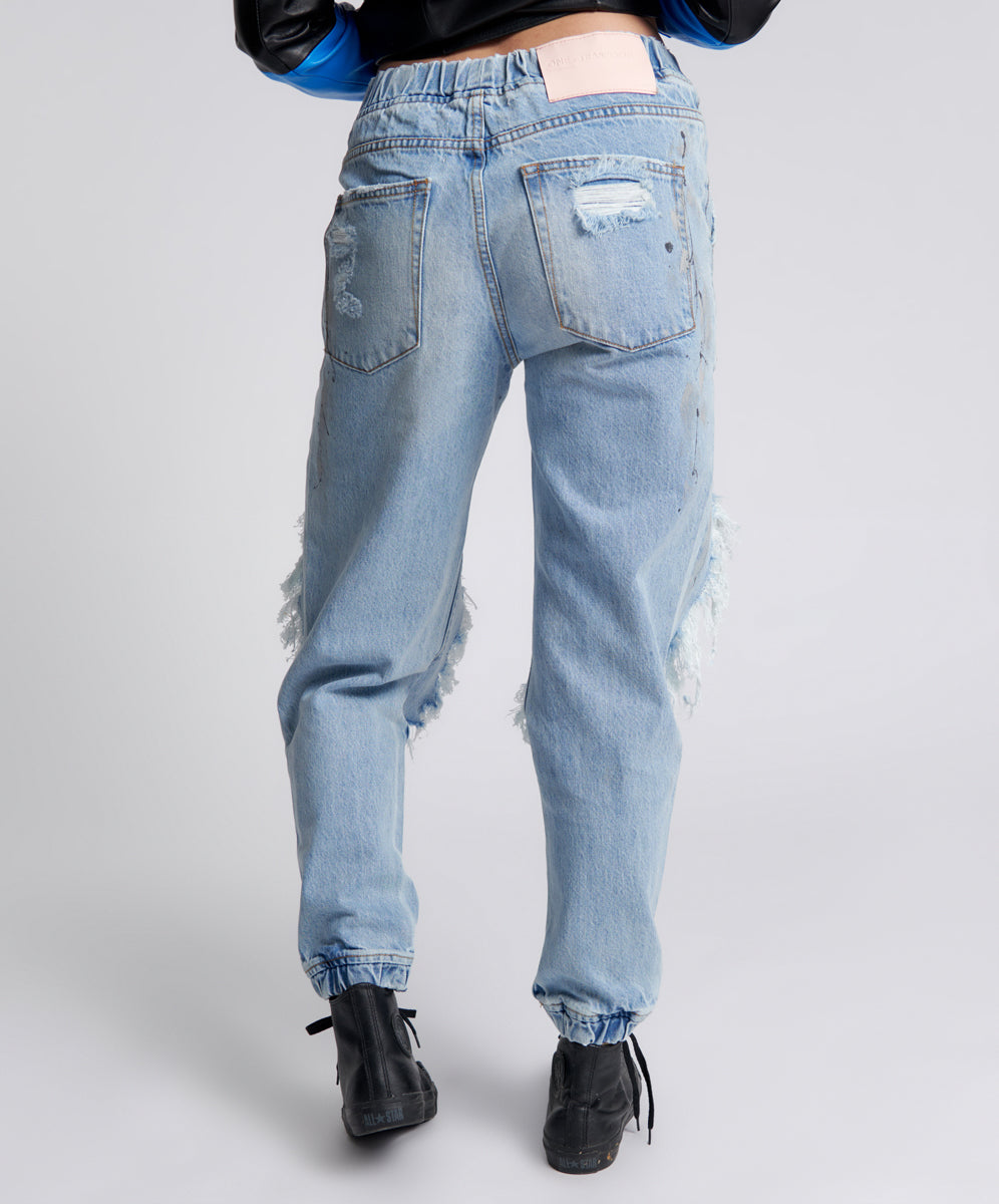 Trackers Mid Waist Jogger Denim Jeans - Fleetwood Artiste