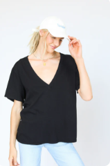 T144-ZZ | Boyfriend Deep V Neck Tee