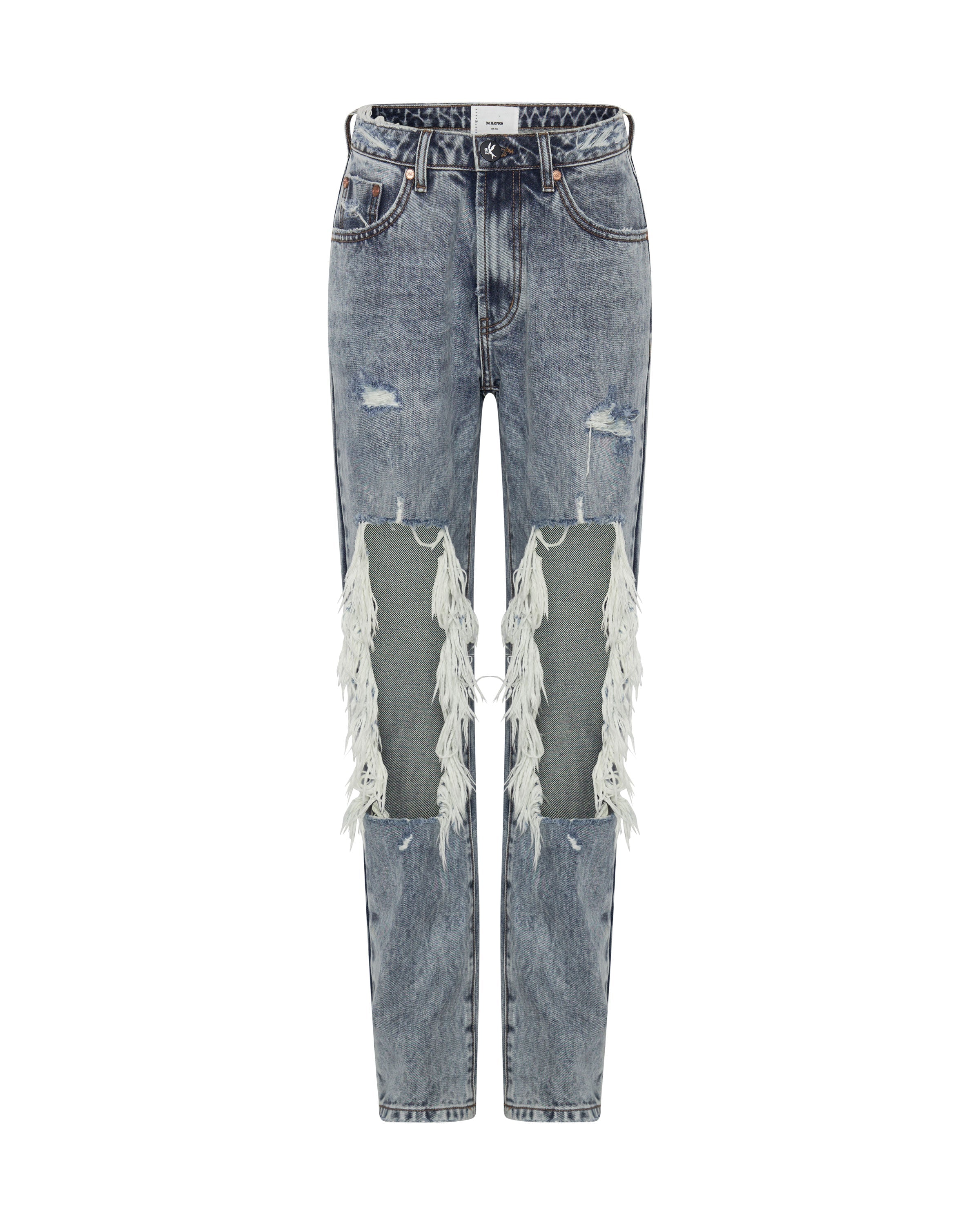 Awesome Baggies High Waist Straight Leg Denim Jeans - Blue Blossom