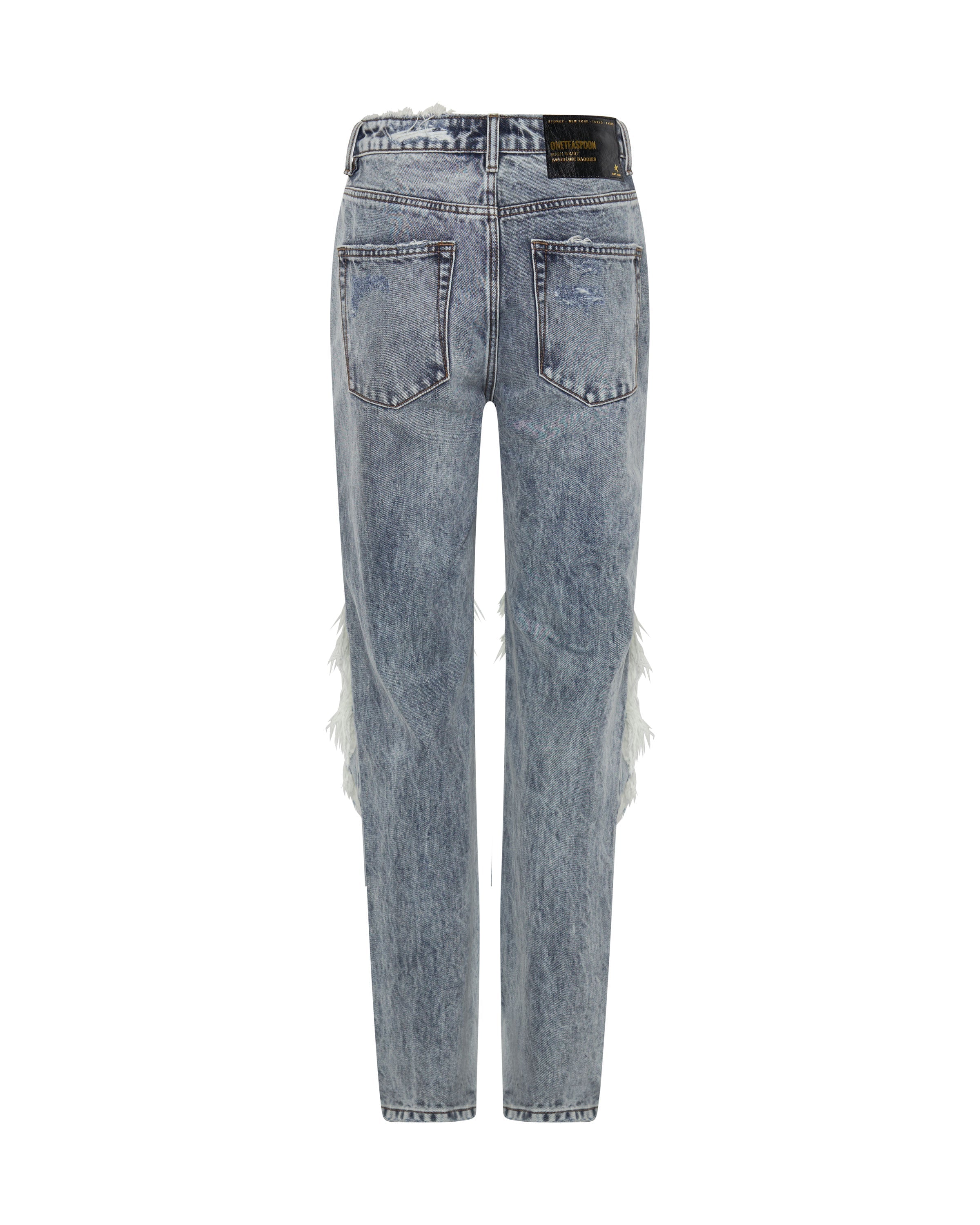 Awesome Baggies High Waist Straight Leg Denim Jeans - Blue Blossom