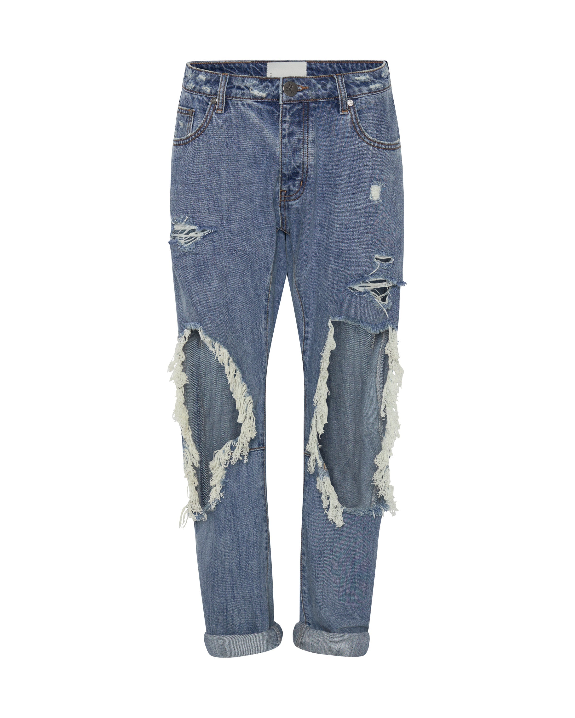 Saints Low Waist Boyfriend Denim Jeans - Johnny Blue