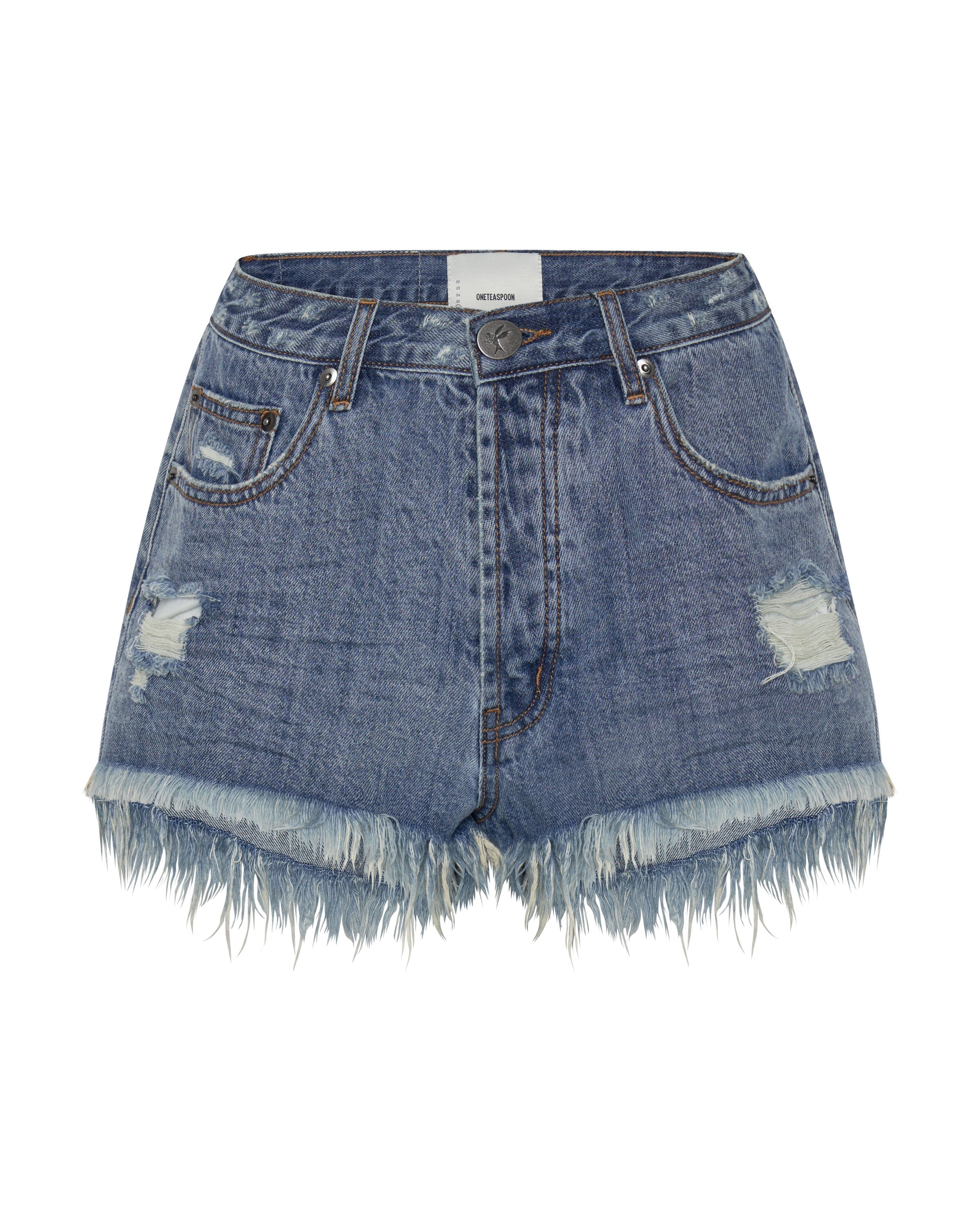 Le Wolves Mid Waist Mid Length Denim Shorts - Johnny Blue