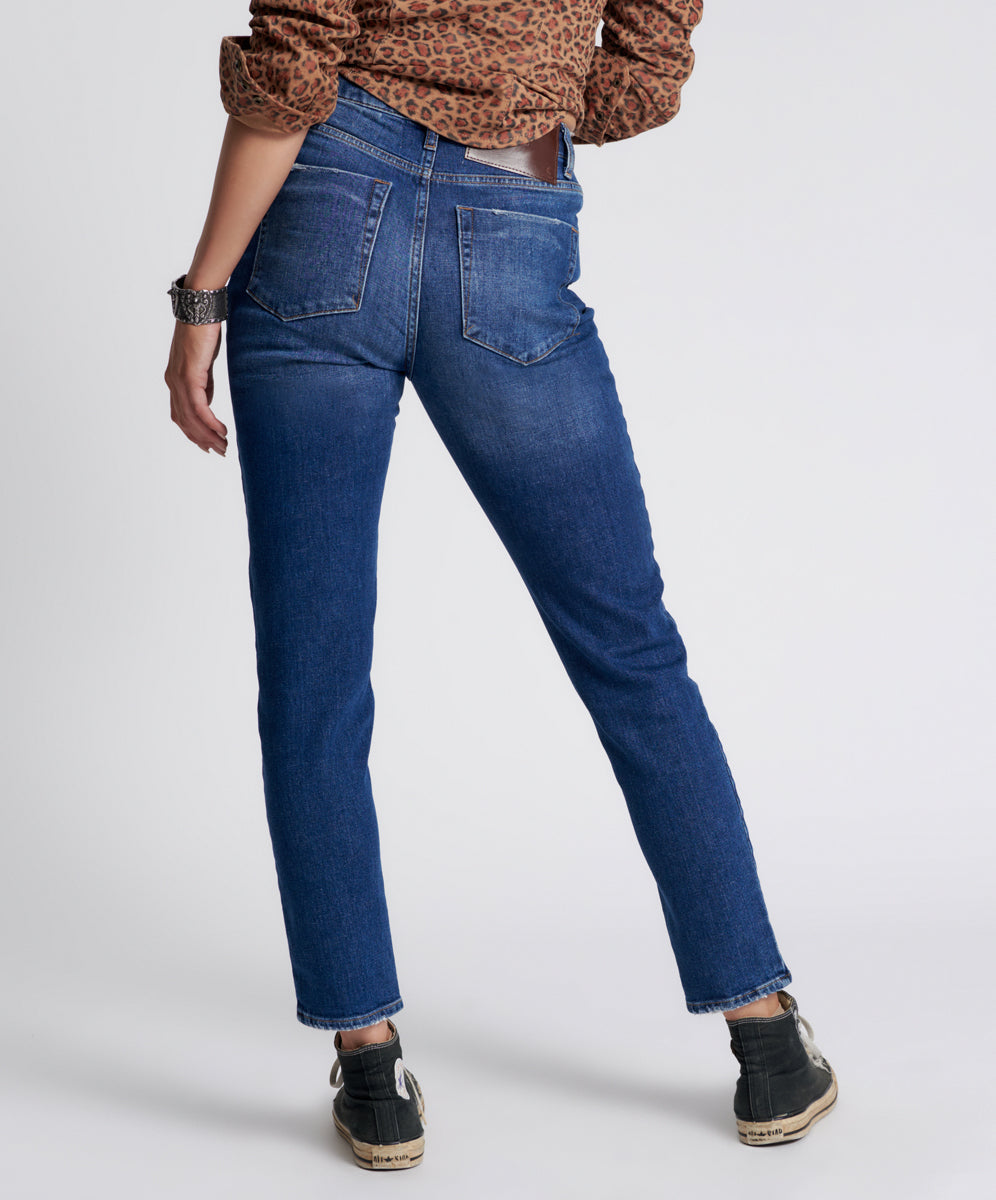 Legends High Waist Mom Fit Denim Jeans - Power Blue