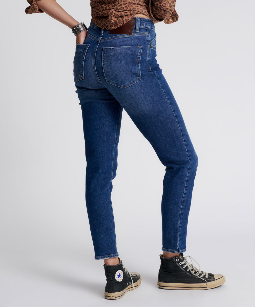 Legends High Waist Mom Fit Denim Jeans - Power Blue