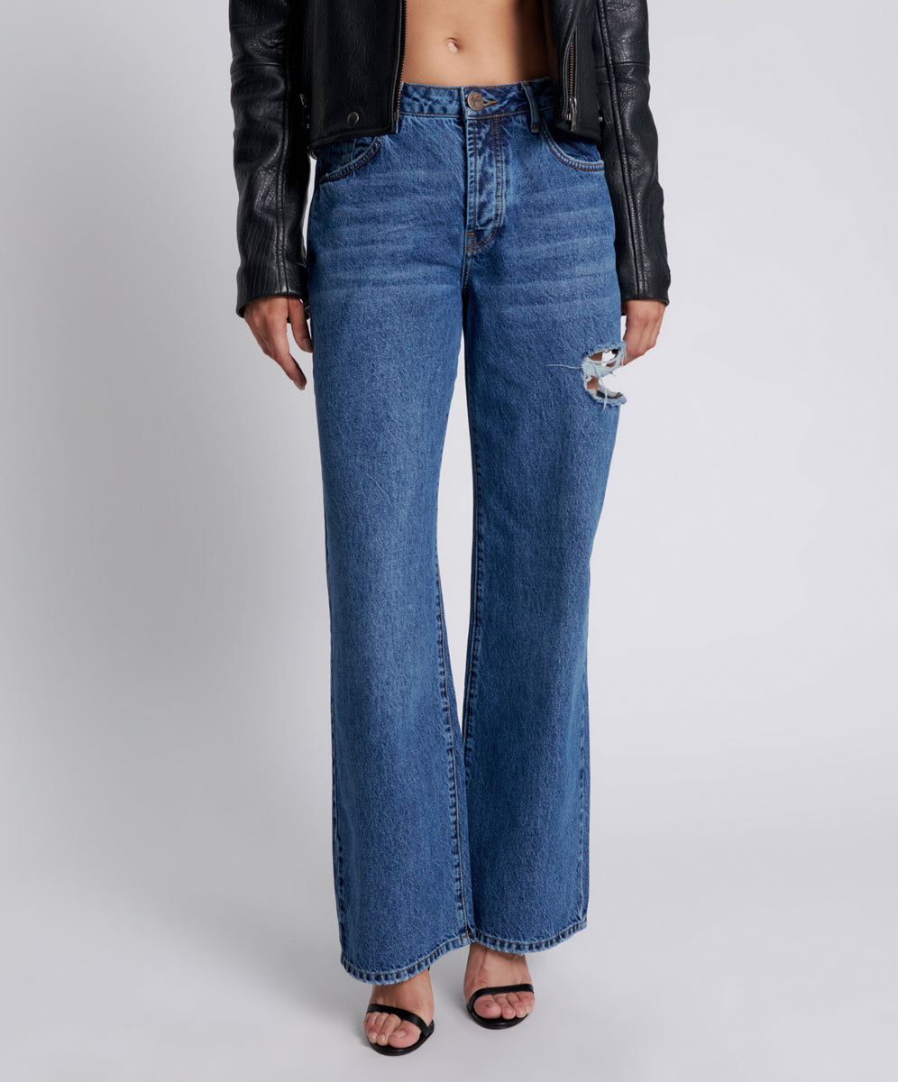 Jackson Mid Waist Wide Leg Denim Jeans - Rosewood