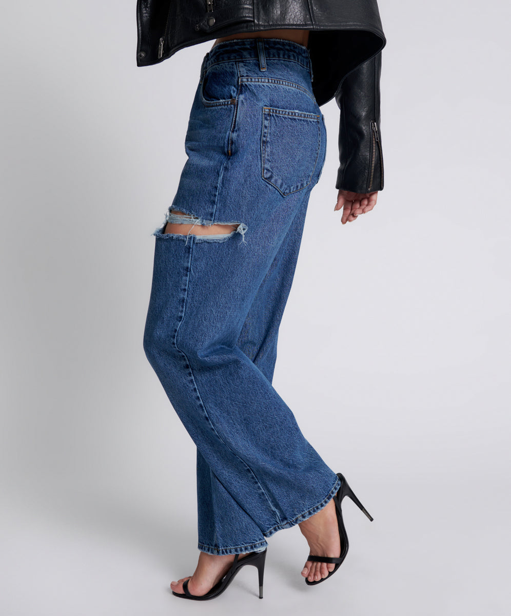 Jackson Mid Waist Wide Leg Denim Jeans - Rosewood