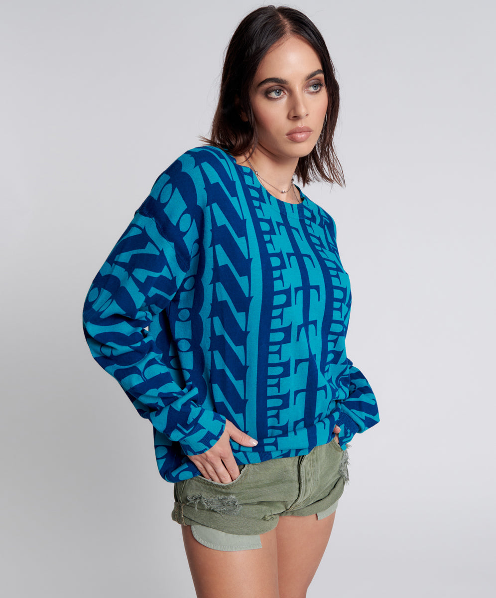 On Repeat Oversized Sweater - Blue Teal