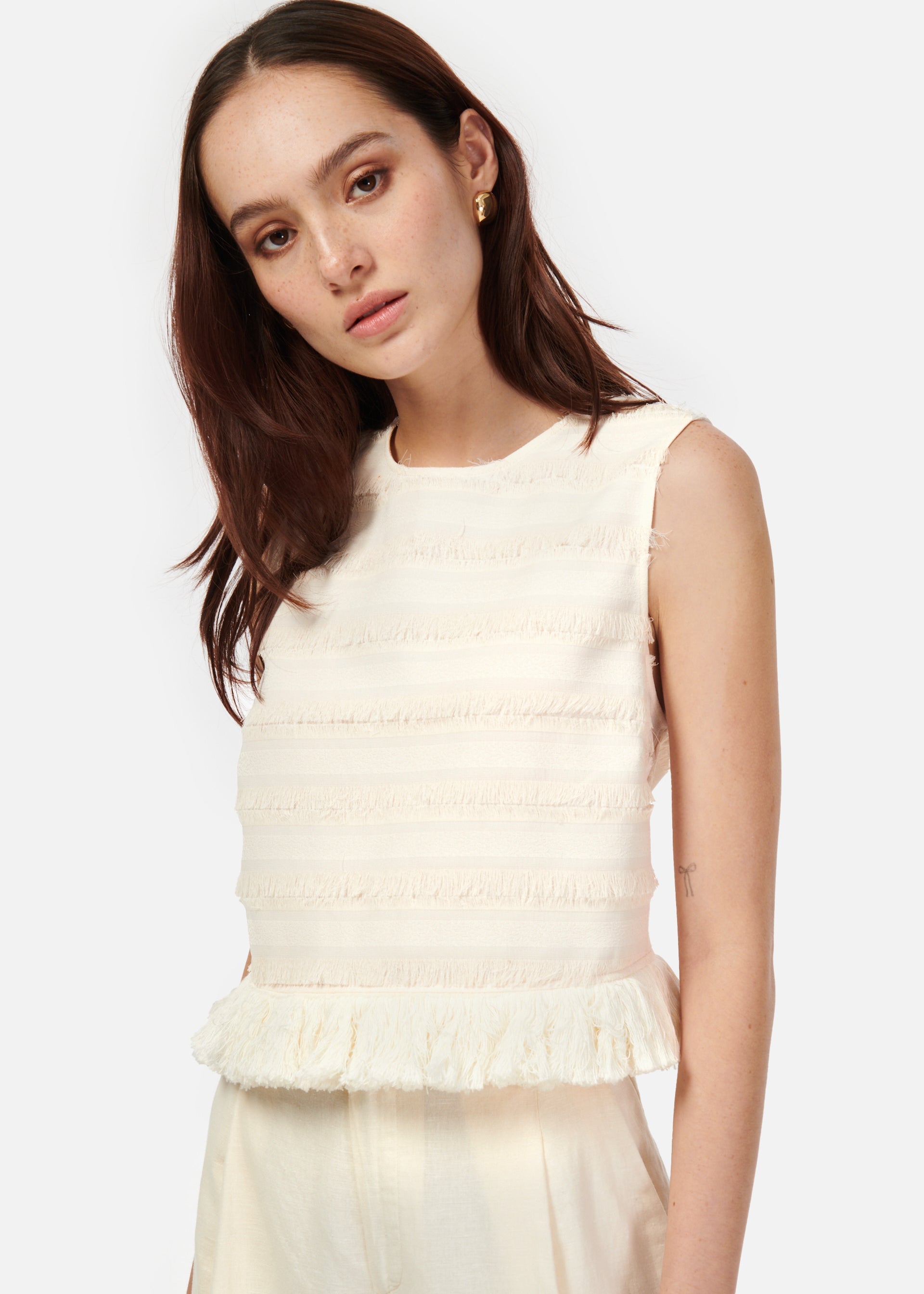 Fabiana Fringe Cropped Top Ceramic