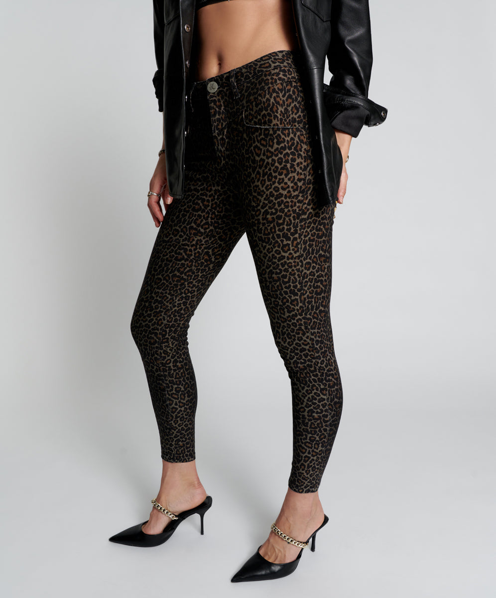 Preachers High Waist Skinny Stretch Denim Jeans - Leopard