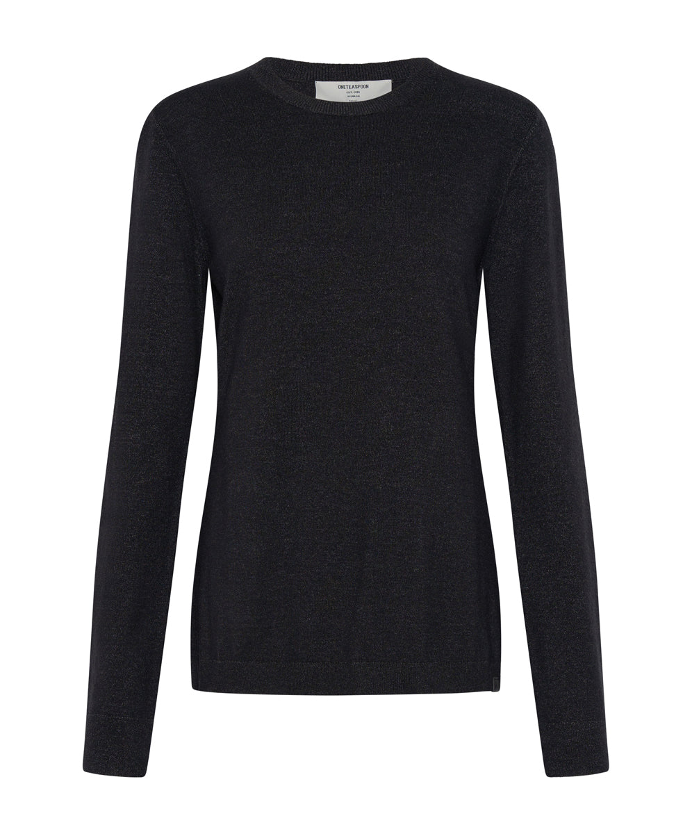 Peep Hole Long Sleeve Knit Top - Black