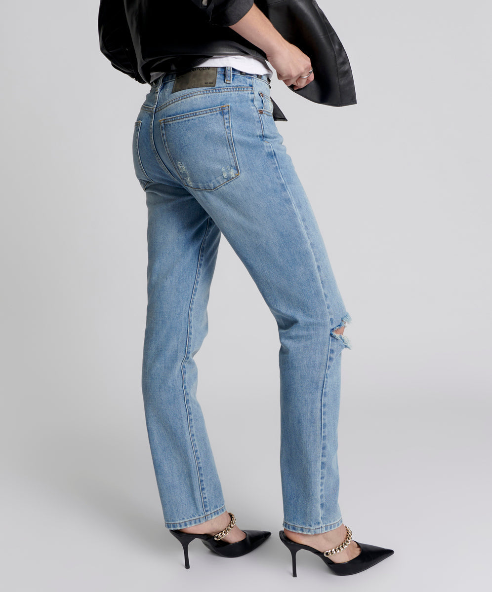 Truckers Mid Waist Straight Leg Denim Jeans - Hendrixe