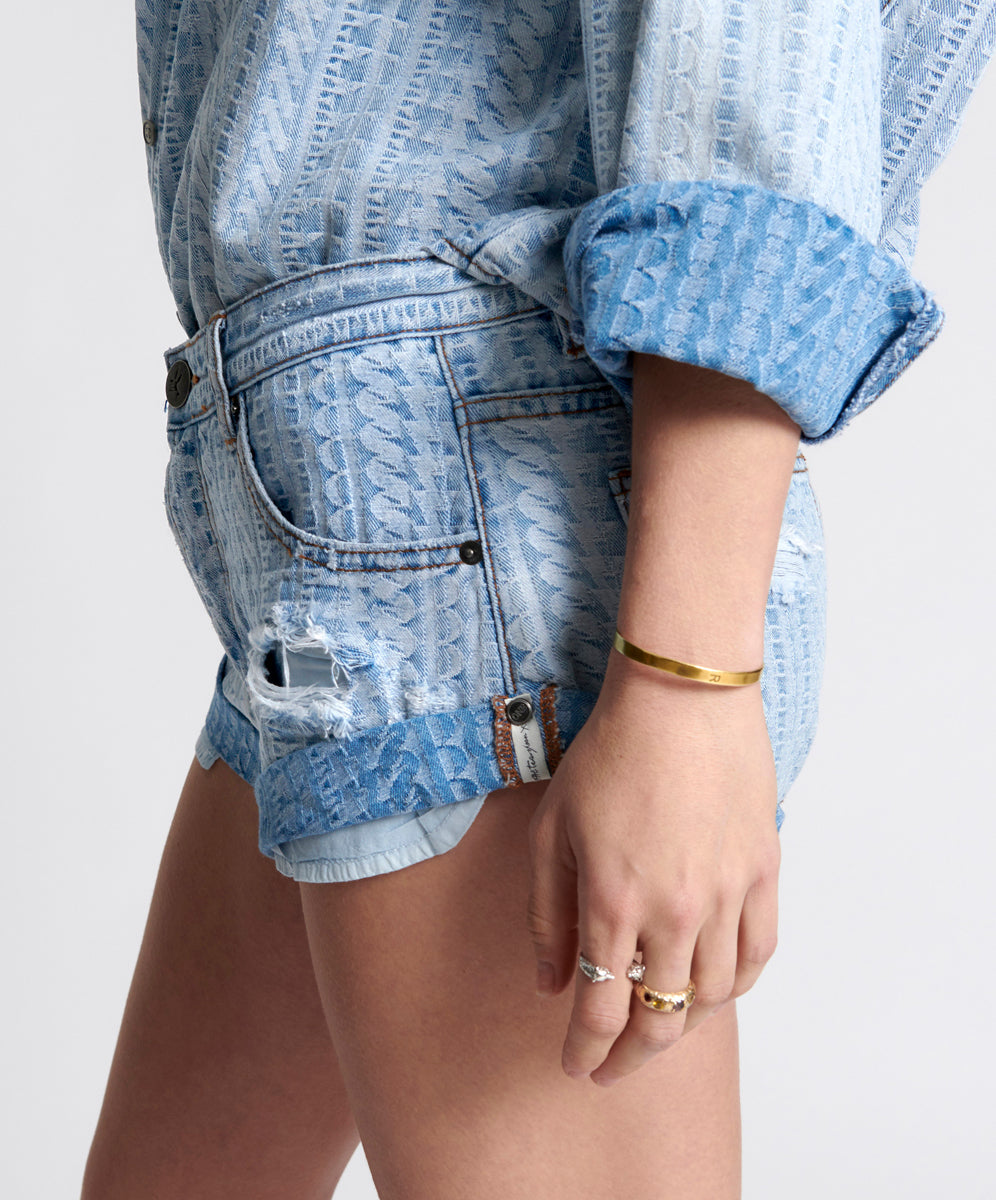 Bandits Low Waist Denim Shorts - Archived Logo Light Blue