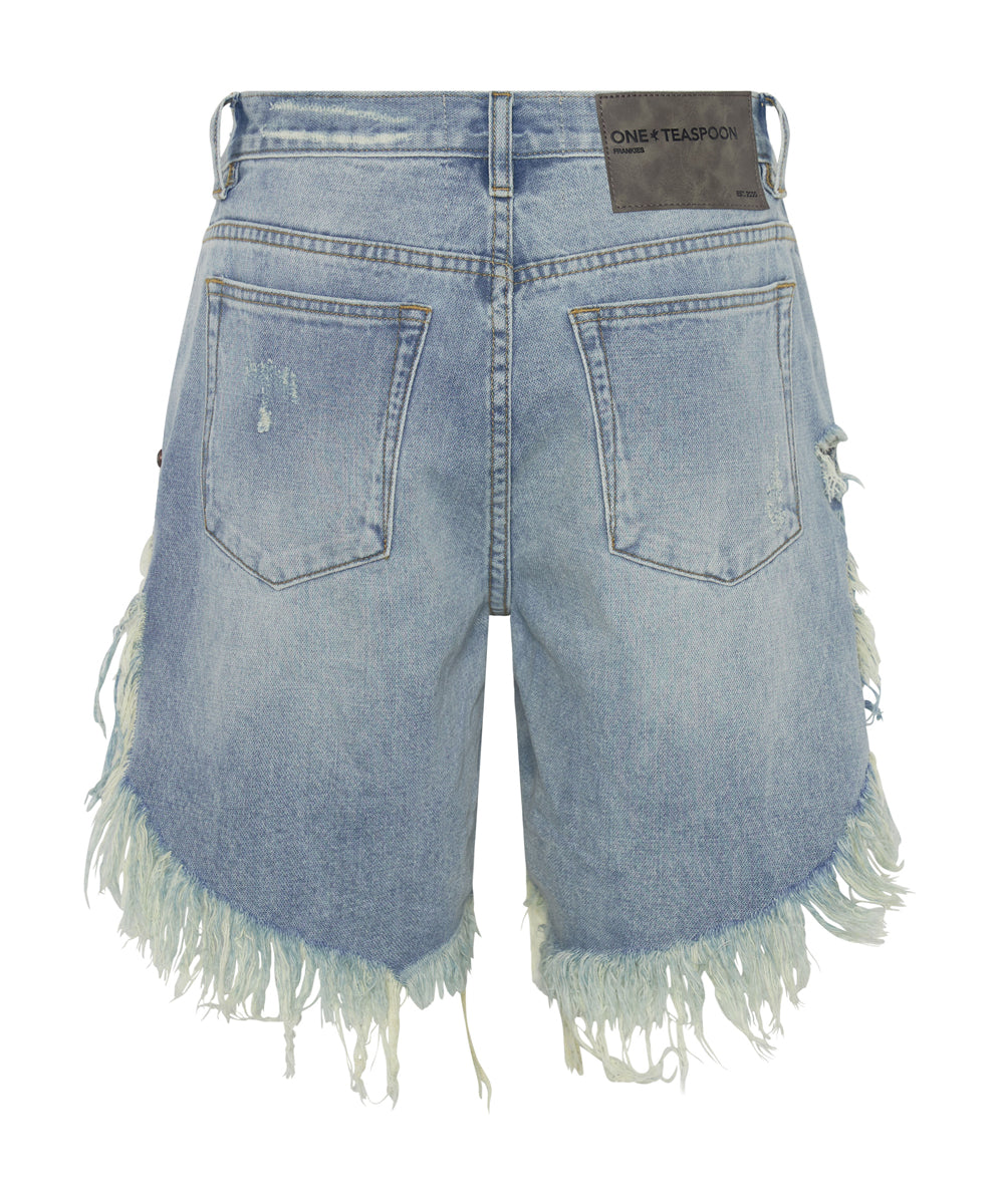 Frankies Low Waist Long Length Denim Shorts - Hendrixe