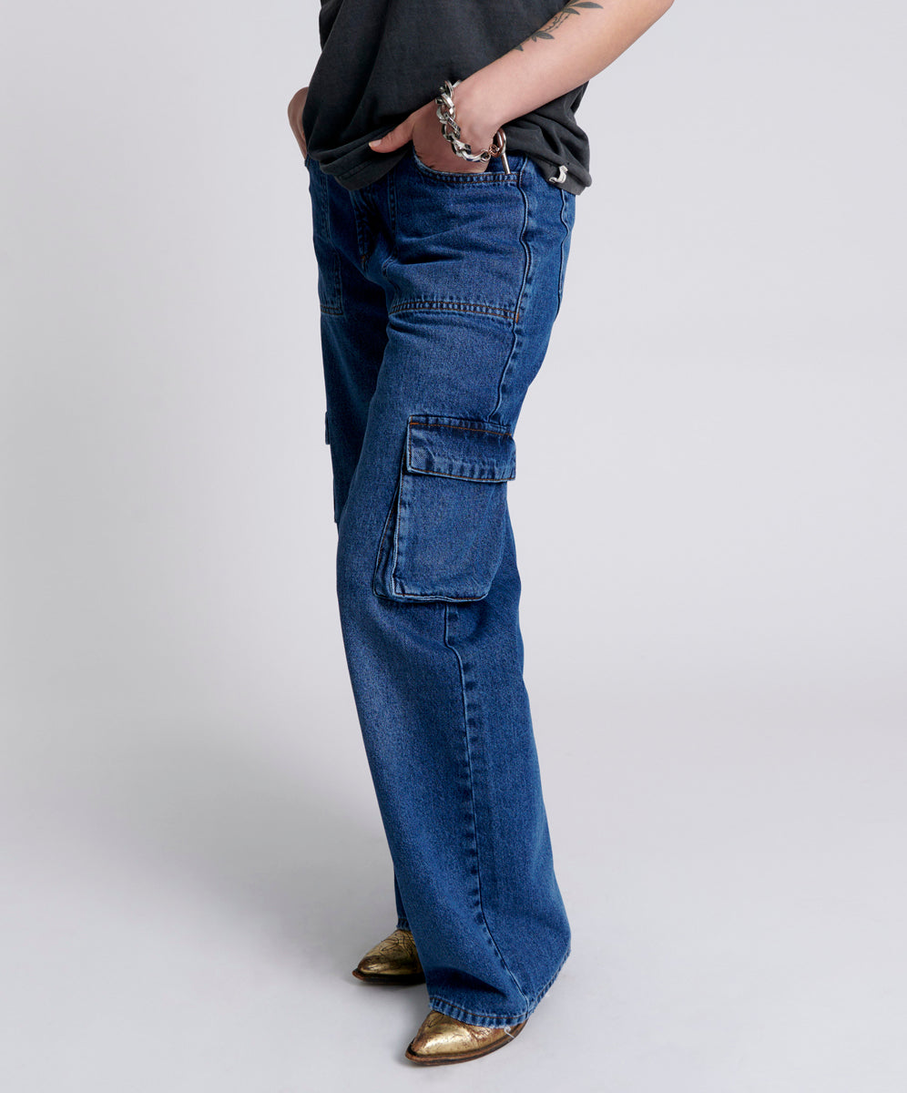 Jackson Mid Waist Wide Leg Denim Jeans - Rosewood