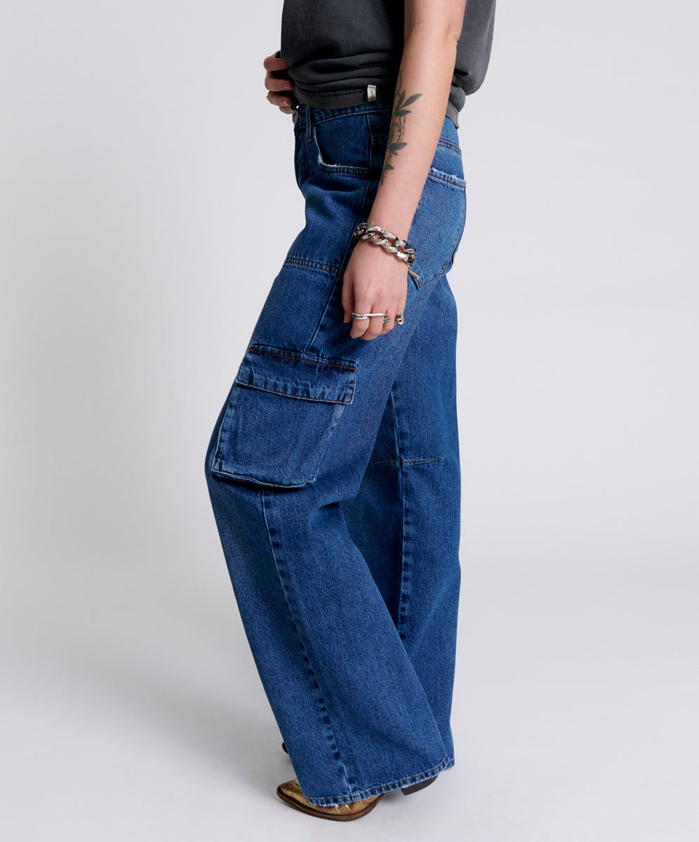 Jackson Mid Waist Wide Leg Denim Jeans - Rosewood