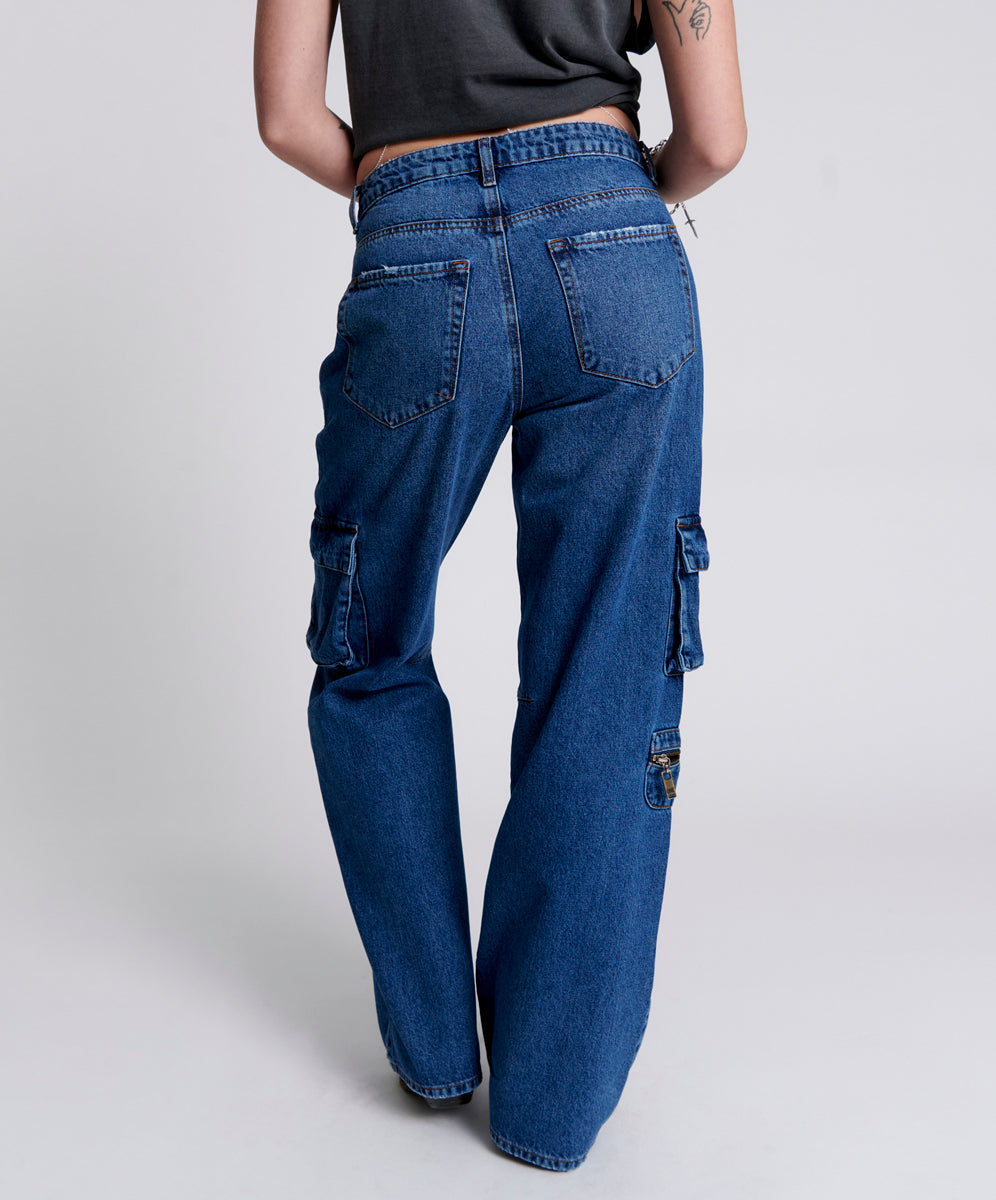 Jackson Mid Waist Wide Leg Denim Jeans - Rosewood