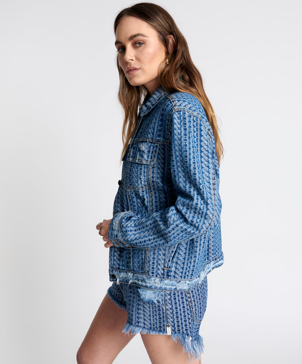 On Repeat Denim Trucker Jacket - Dark Blue