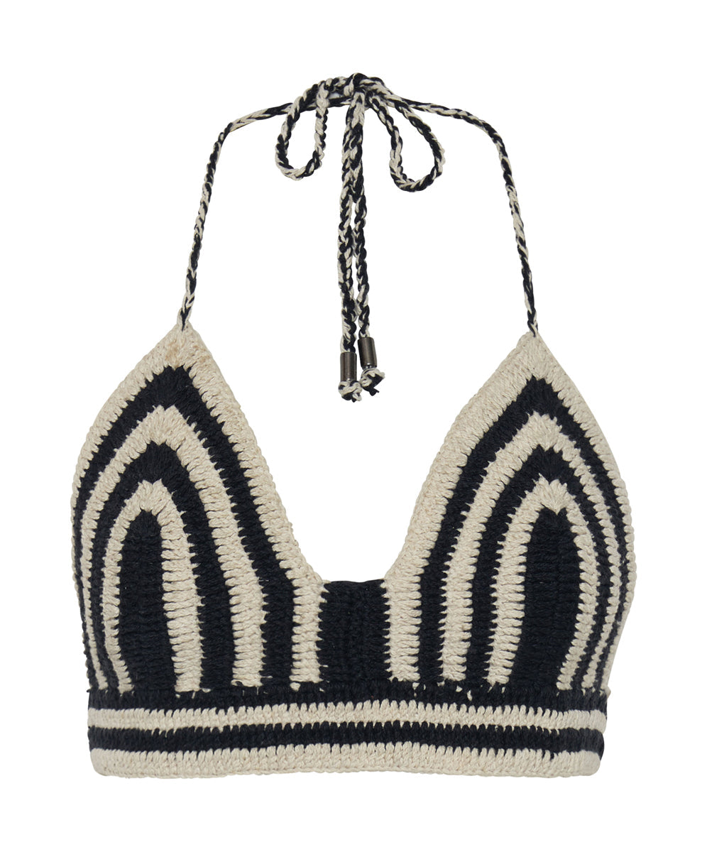 Hypnotized Hand Crochet Bralette - Black White