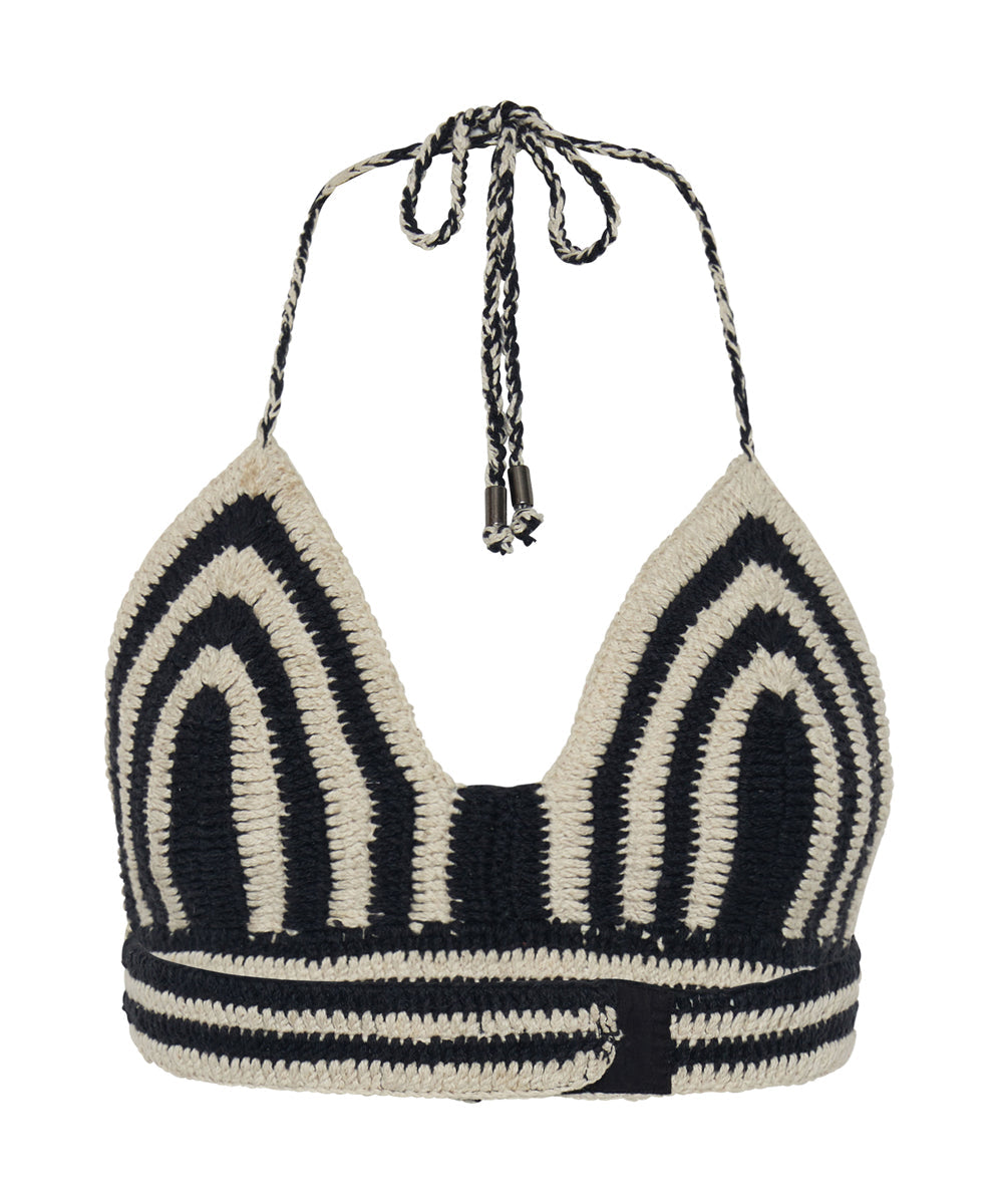 Hypnotized Hand Crochet Bralette - Black White