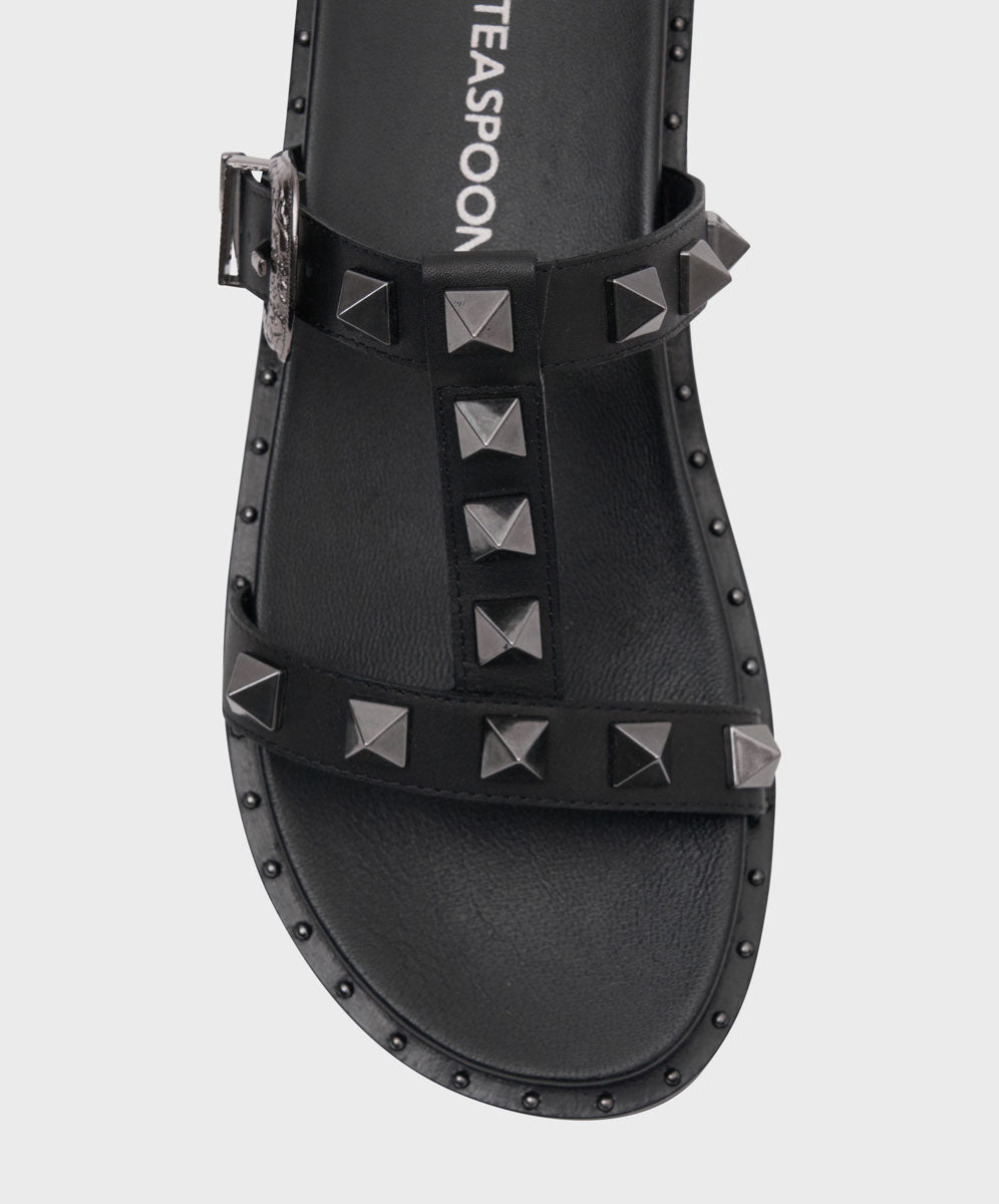 Studded Elise Slides - Black