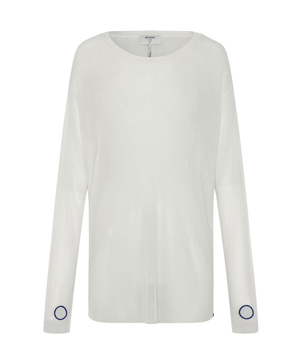 Amity Sheer Rib Knit Top - Off White