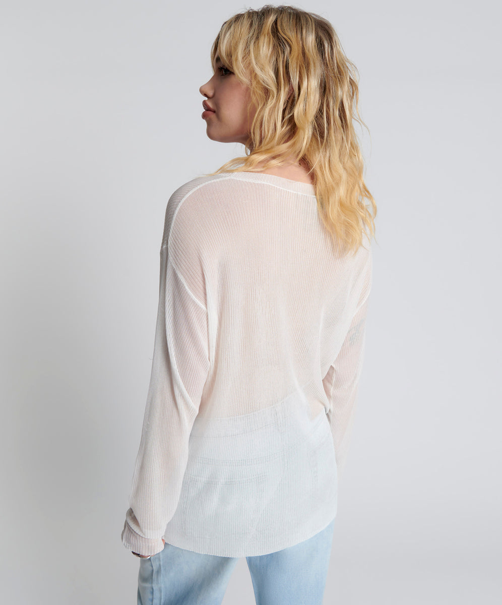 Amity Sheer Rib Knit Top - Off White