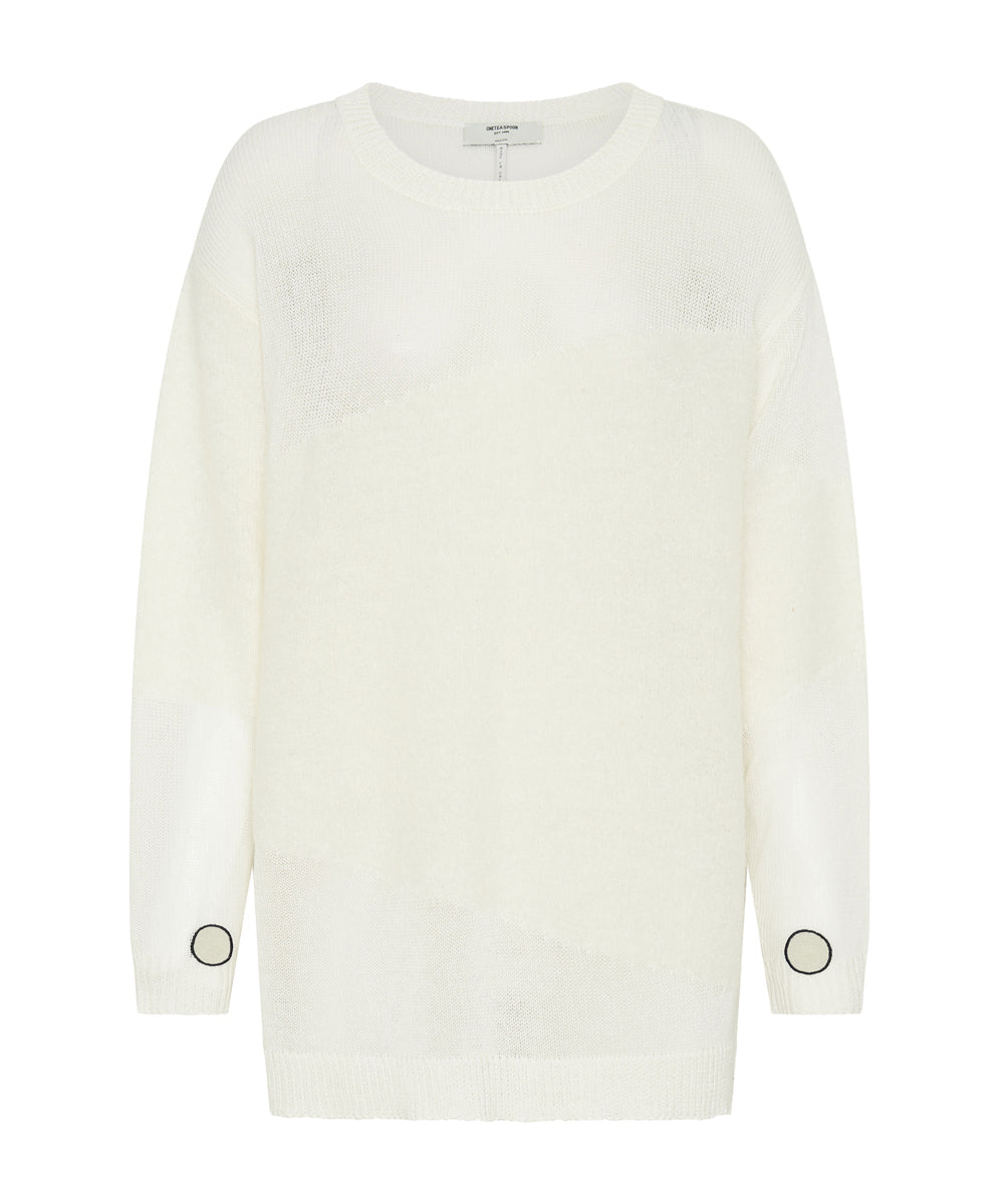 Shattered Crew Knit Sweater - White